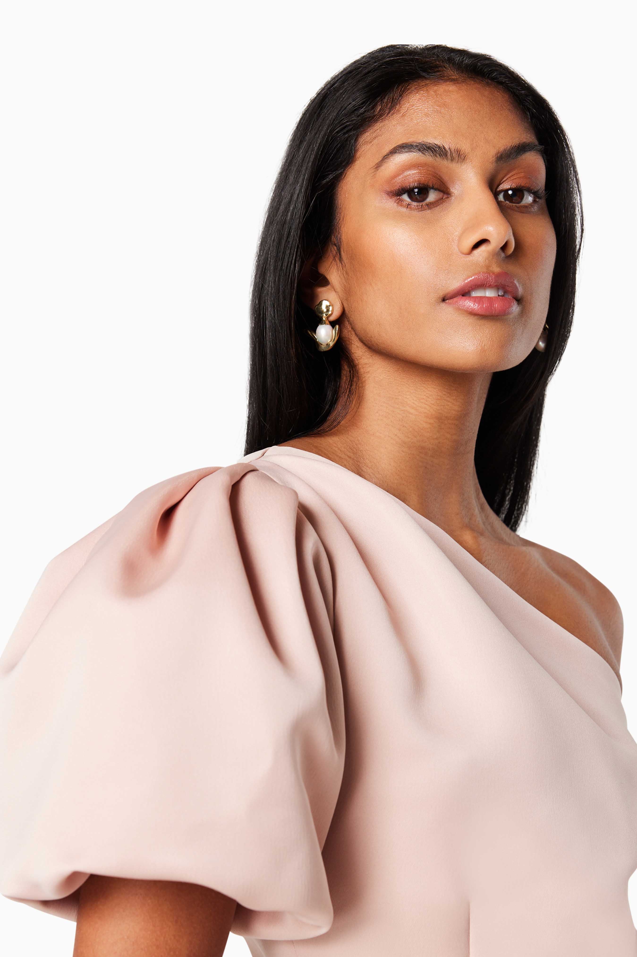 Starfire One Shoulder Midi Dress In Pink