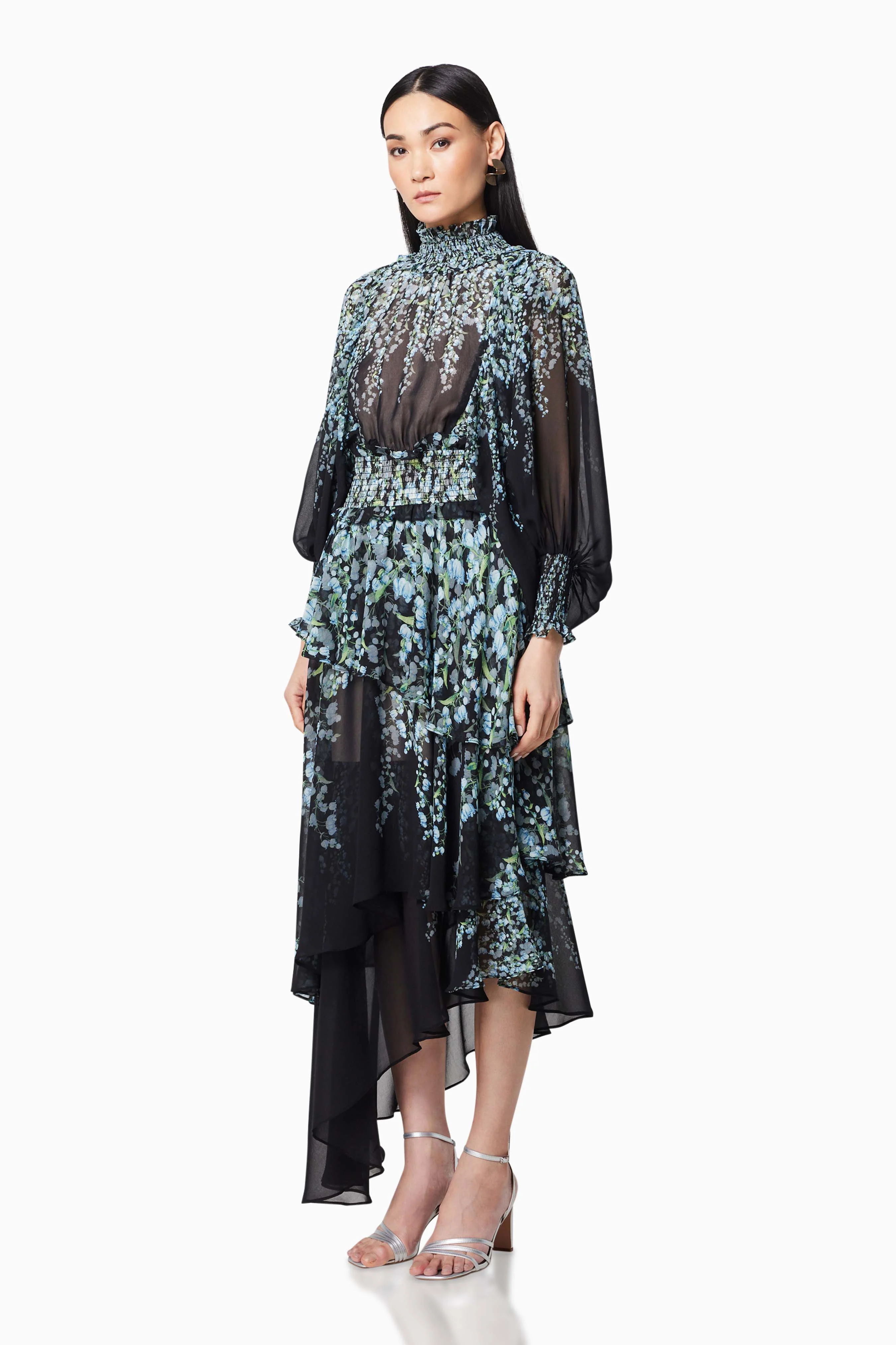 Astrid Long Sleeved Maxi Dress In Black