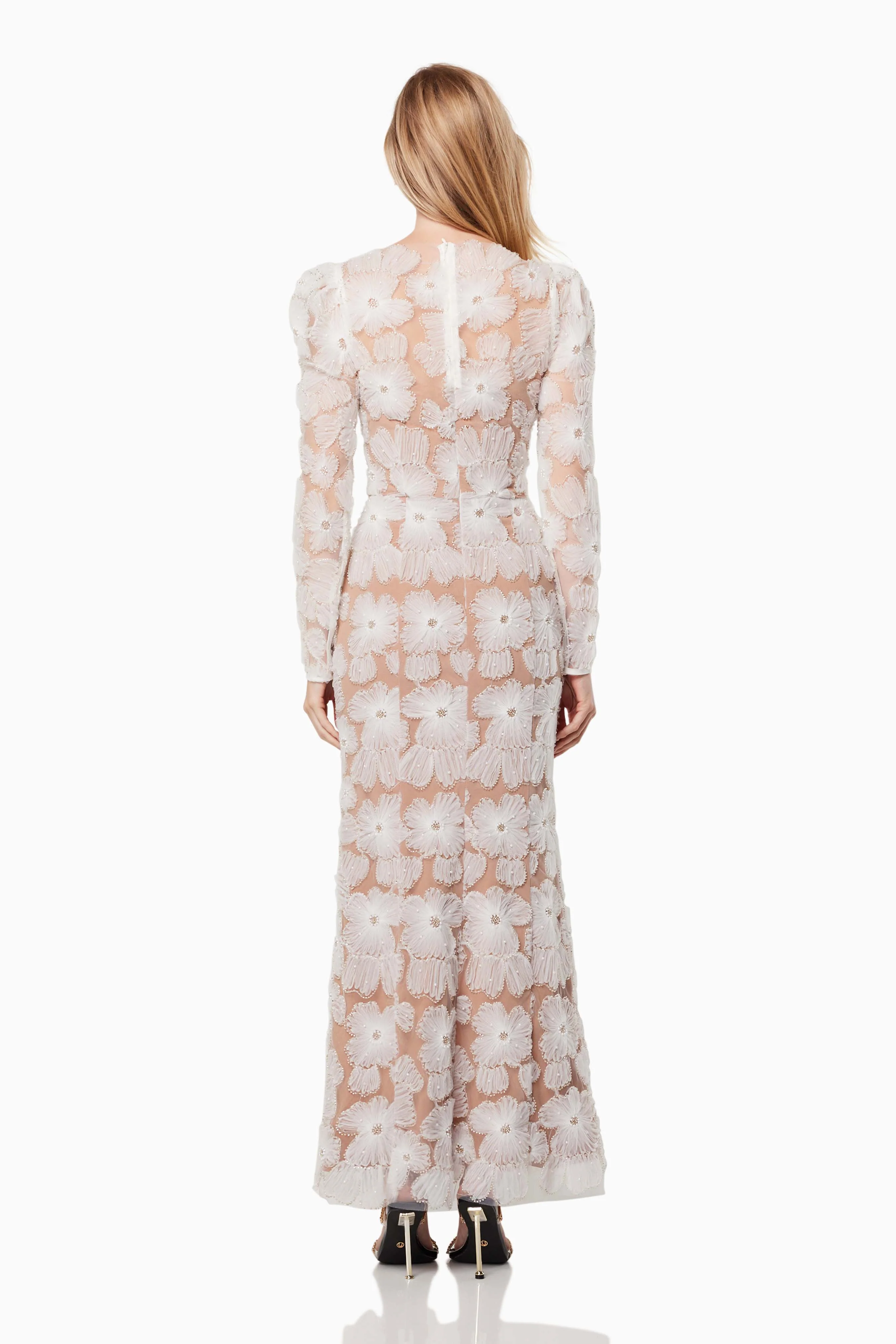 Darcy Puffed Shoulder Maxi Gown In White