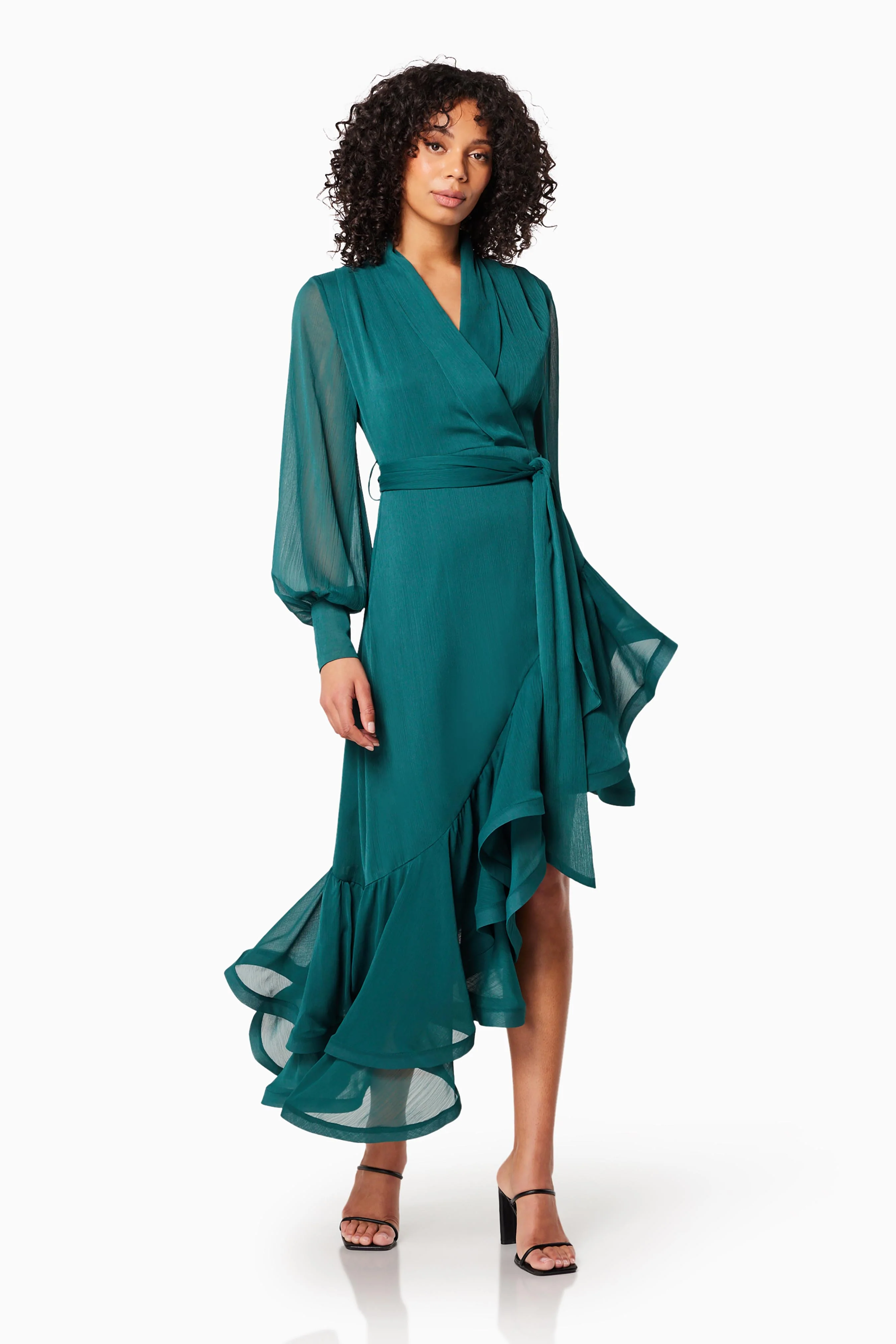 Genevieve V Shaped Maxi Dress In Green