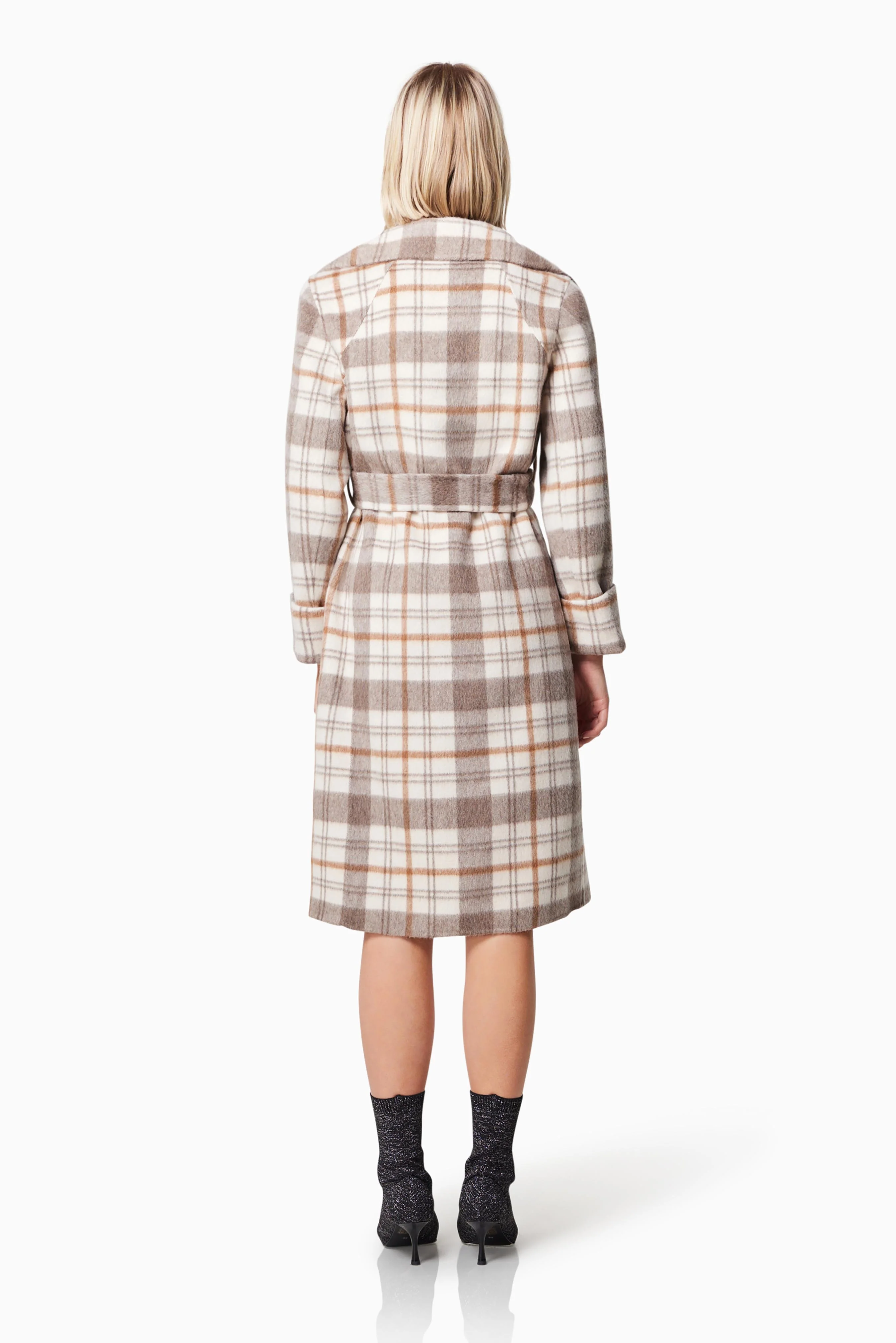 Colorado Midi Coat In Ivory Check