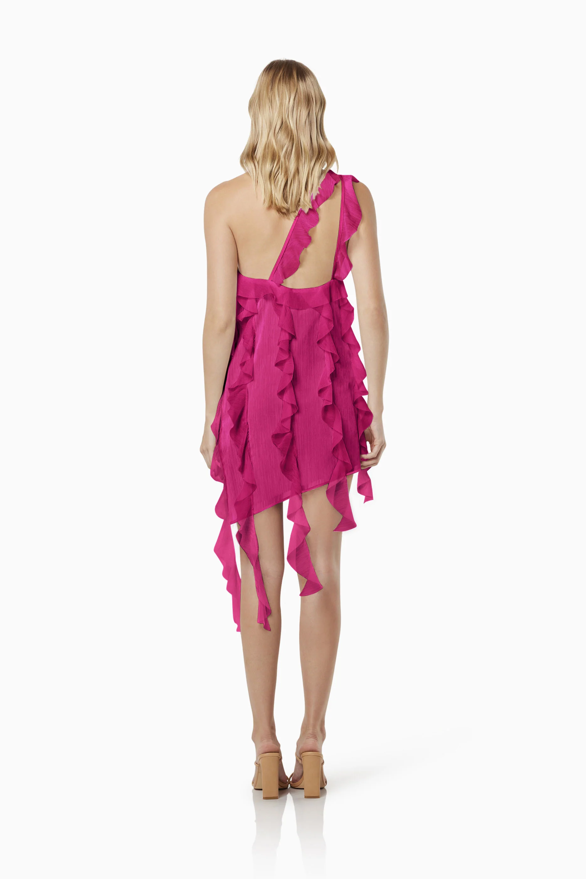 Zoe Textured Sheer Mini Dress In Pink