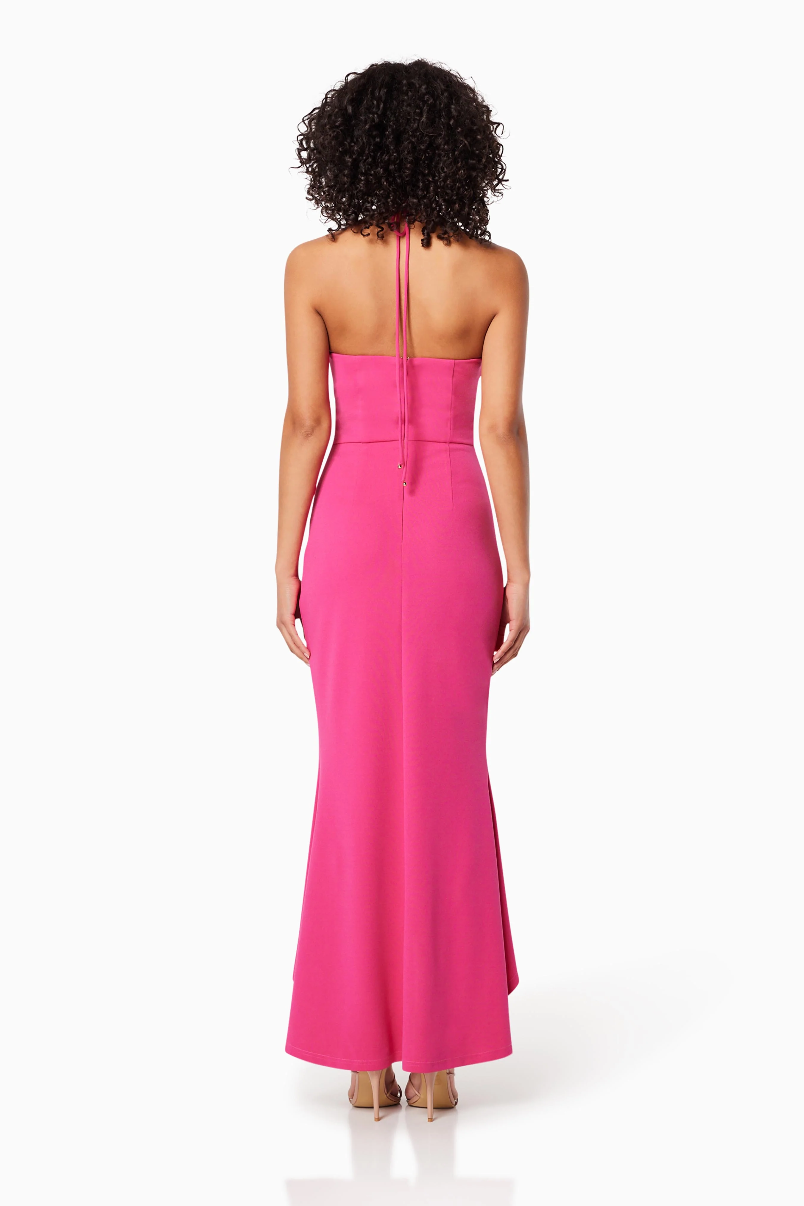 Lillie Halter Neck Maxi Dress In Pink