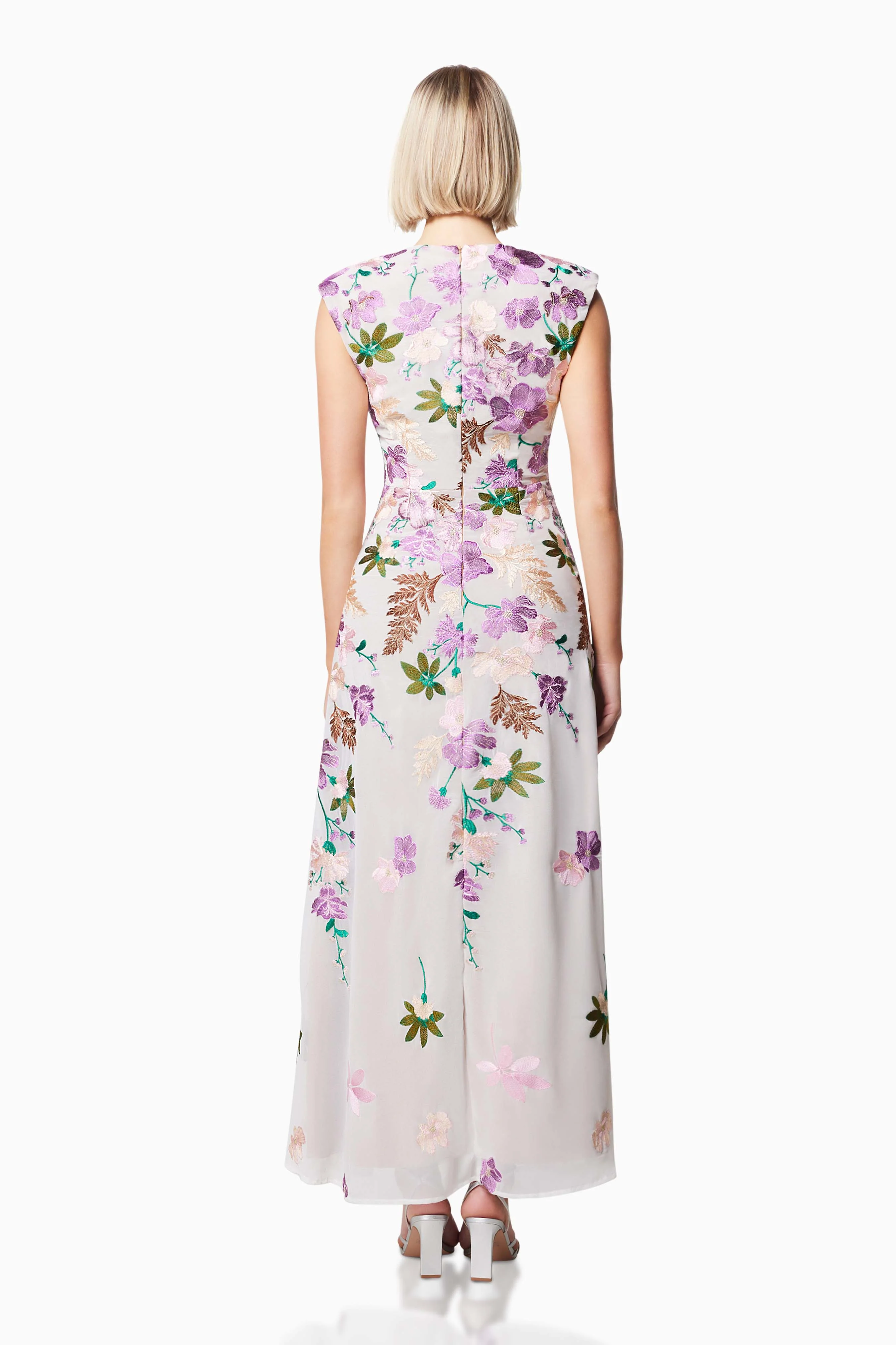 Venetian Floral Maxi Dress In Purple