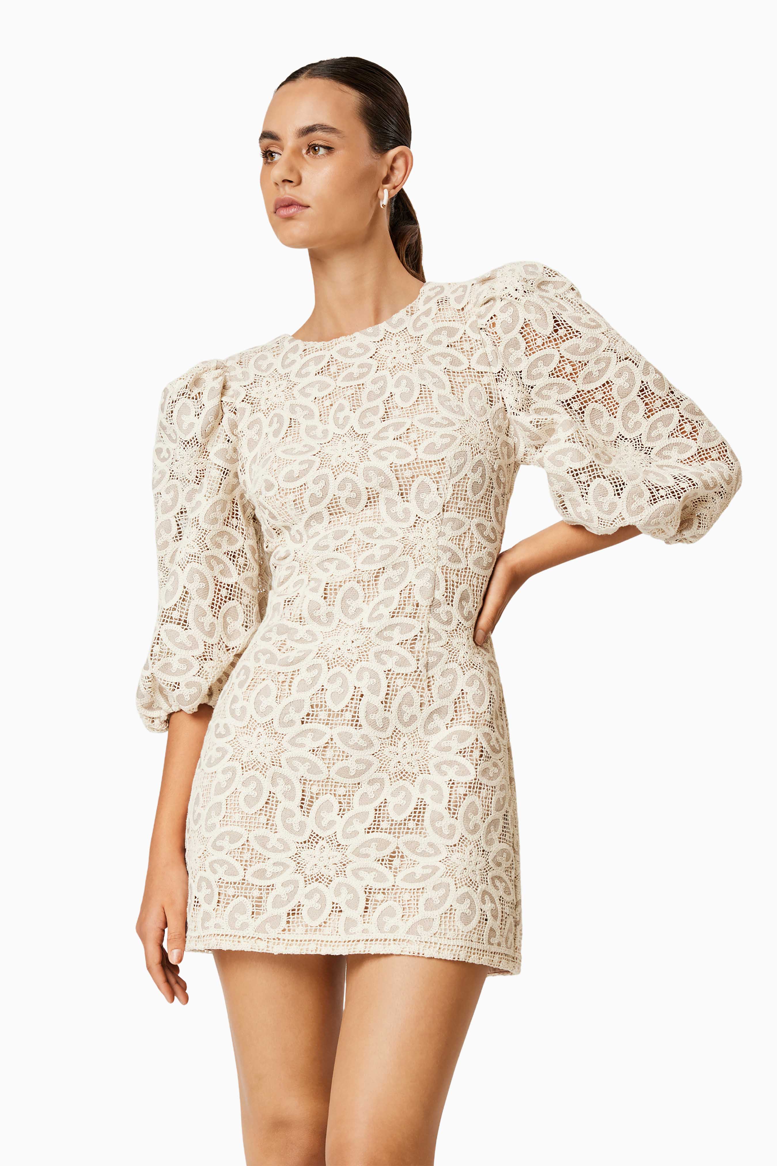 Cliffside Mini Lace Dress In Ivory