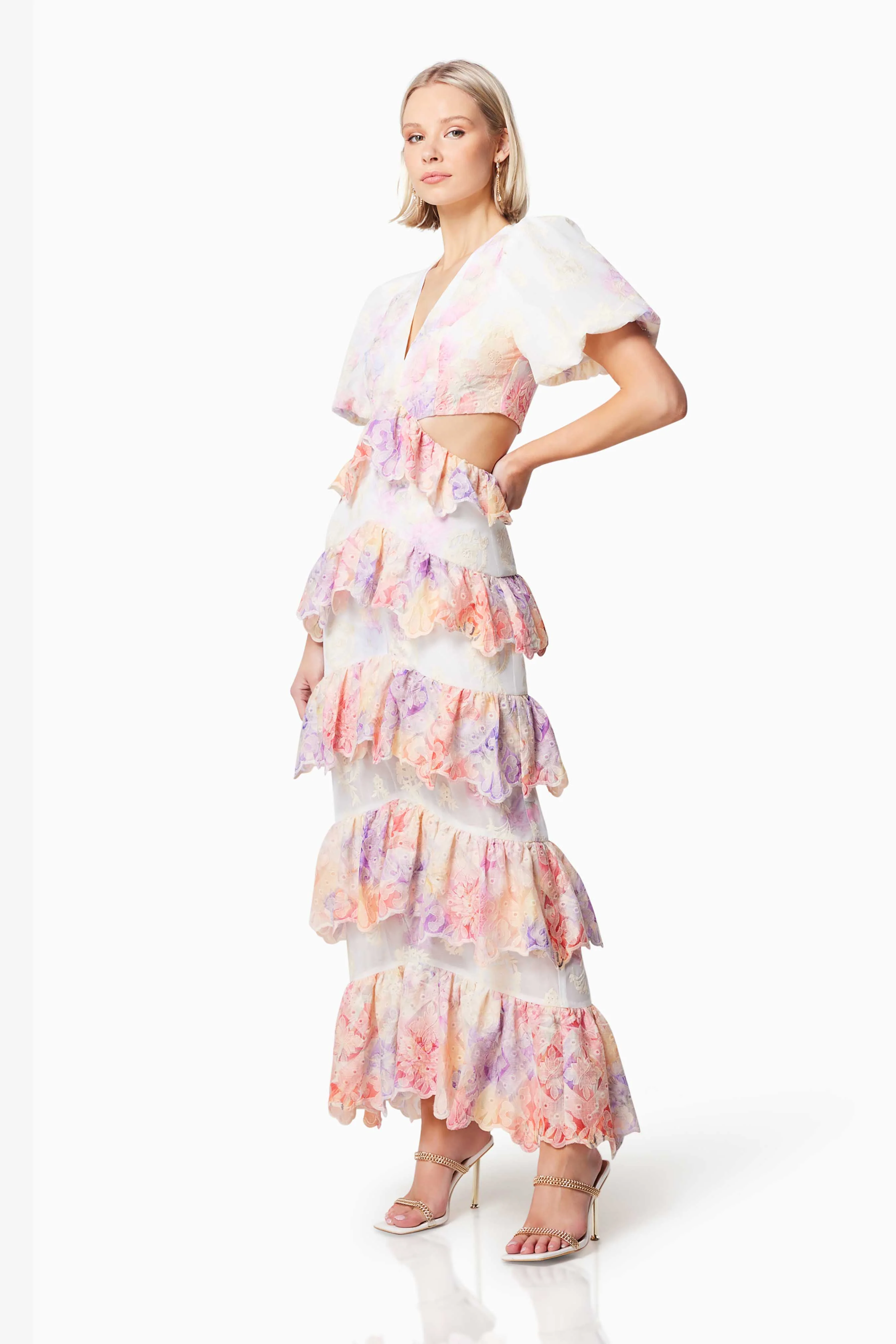 Riviera Waist Cut-Out Maxi Dress In Pink