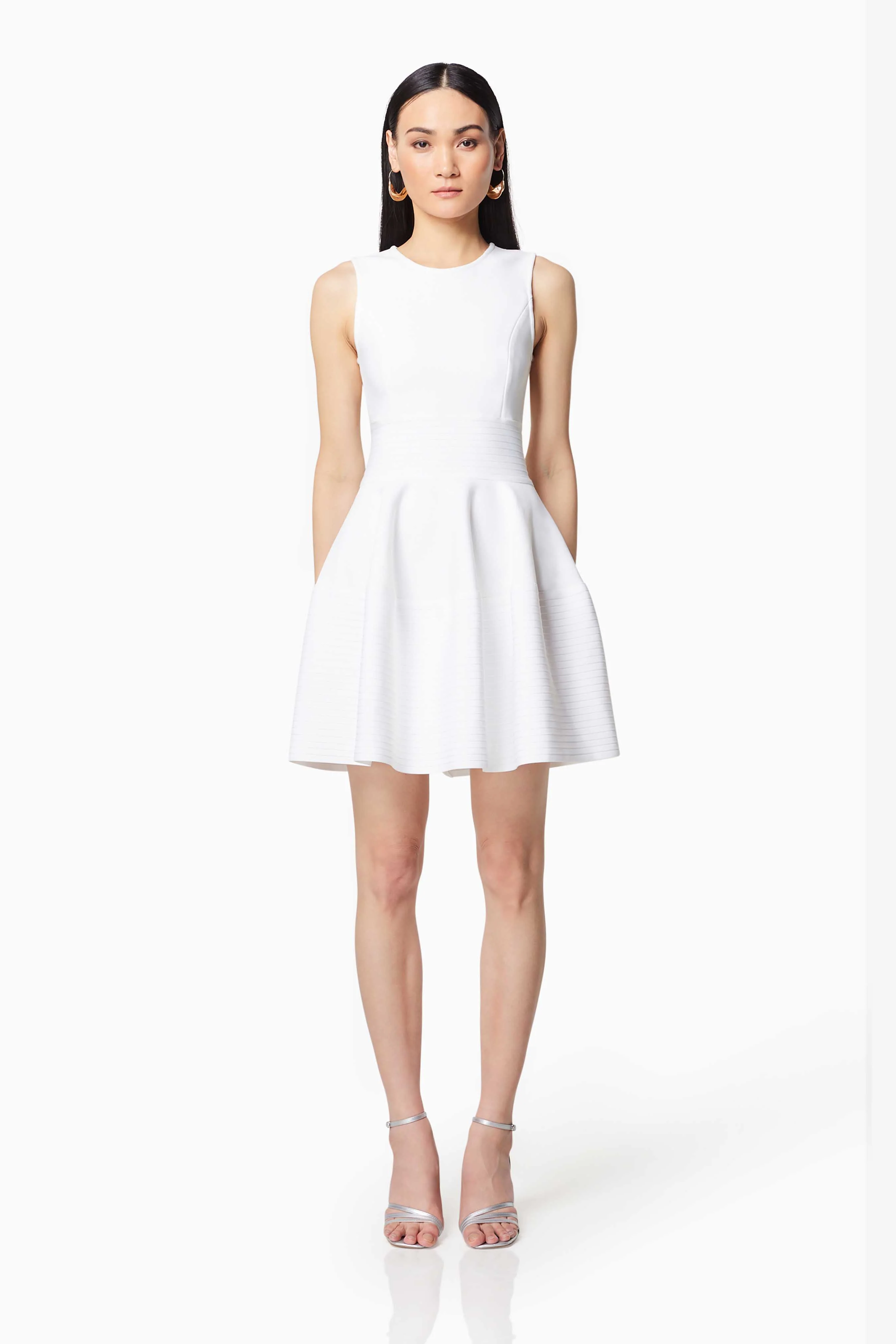 Magnetism Rounded Neckline Mini Dress In White