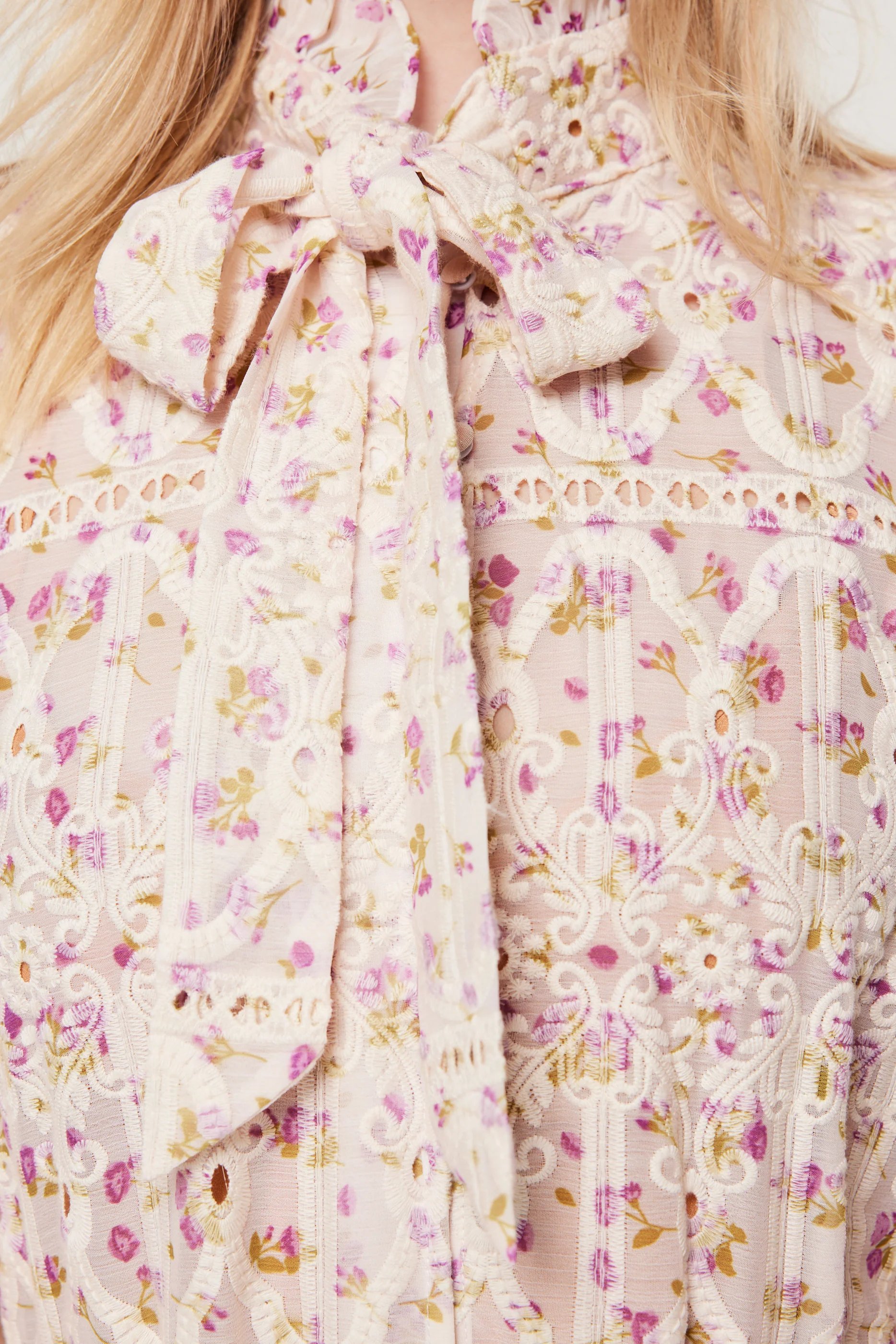 Relationship Printed Broderie Maxi Dress In Multi