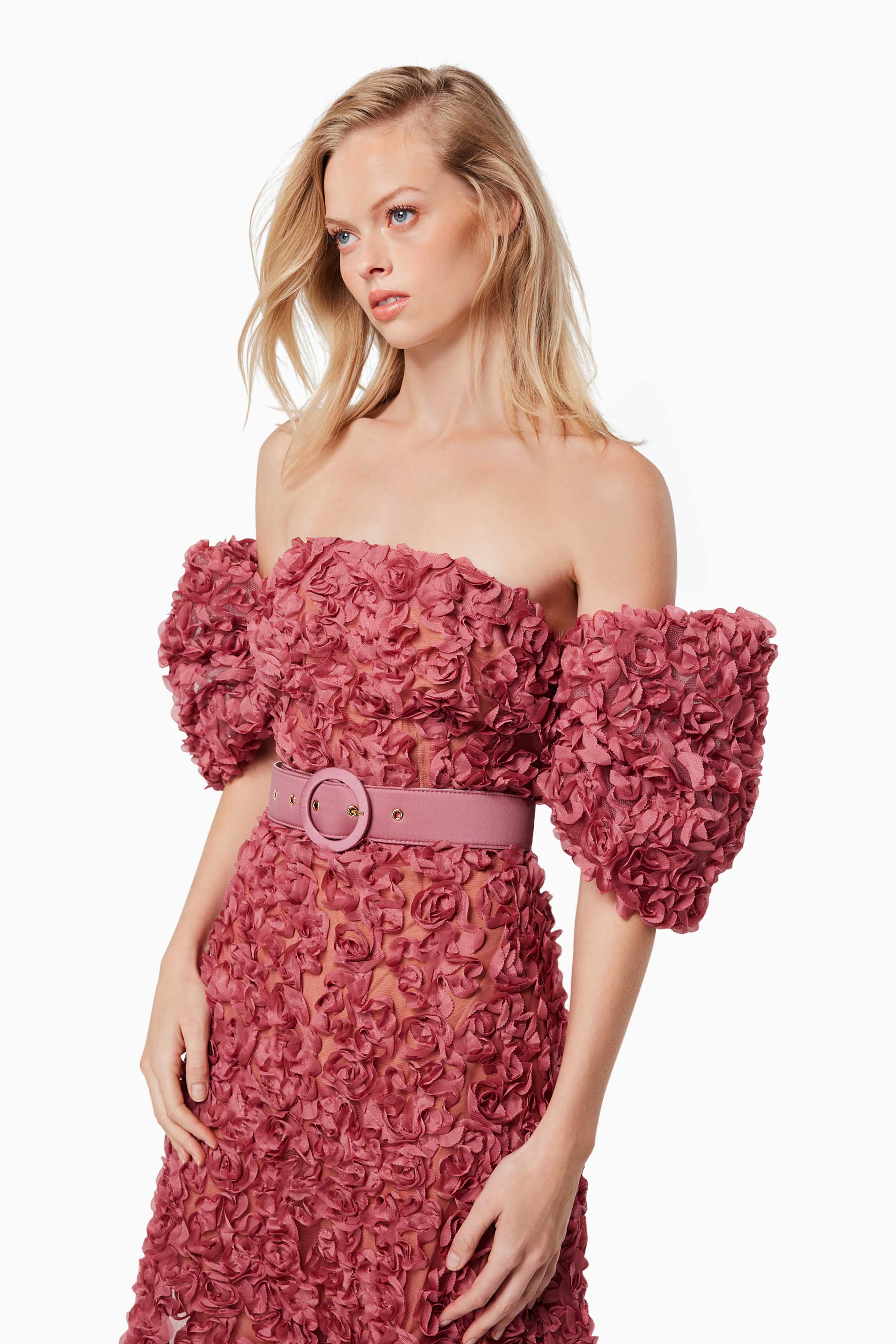 Intimacy Off The Shoulder Midi Dress In Pink