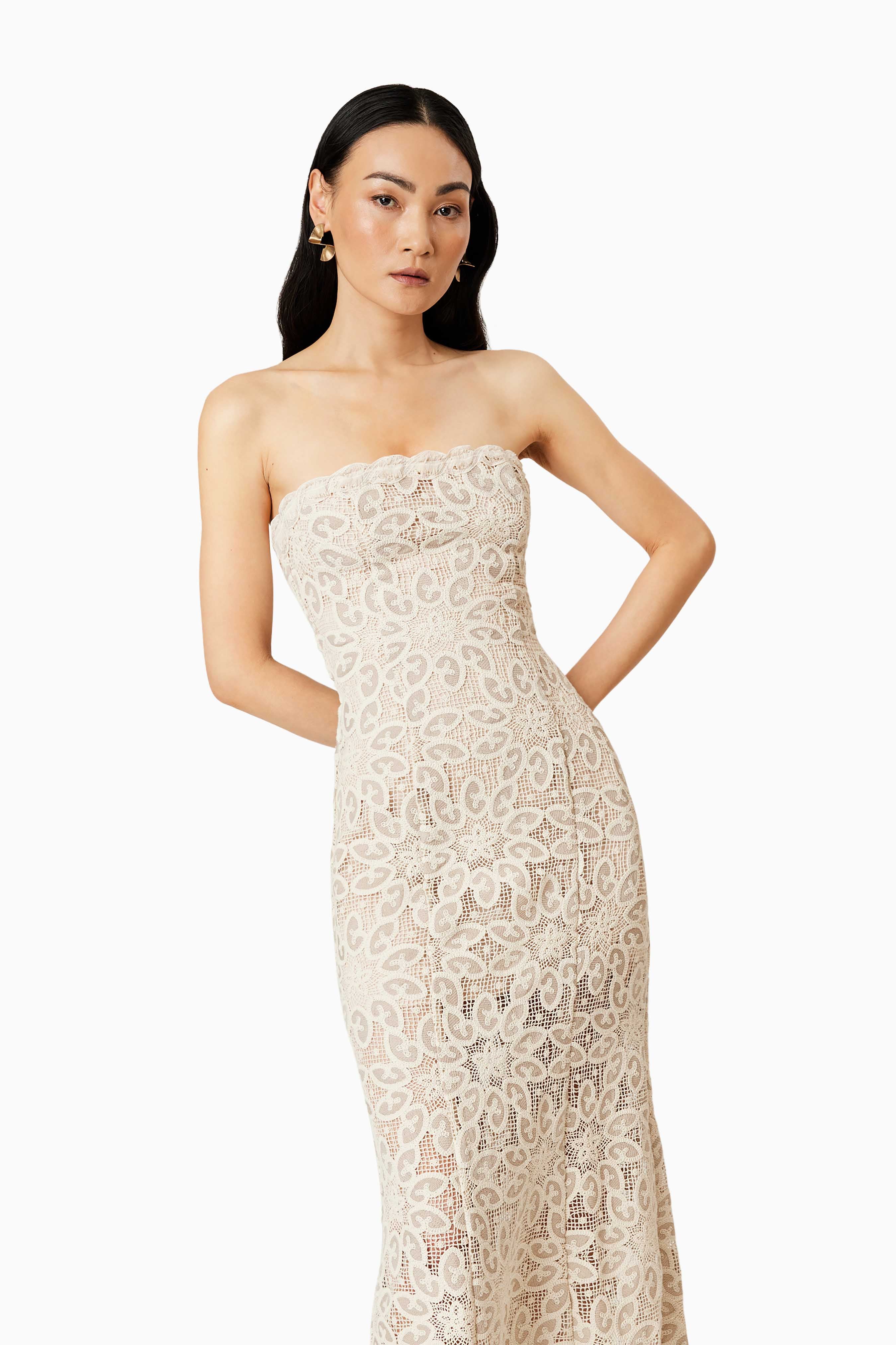 Dreamer Lace Midi Dress In Ivory
