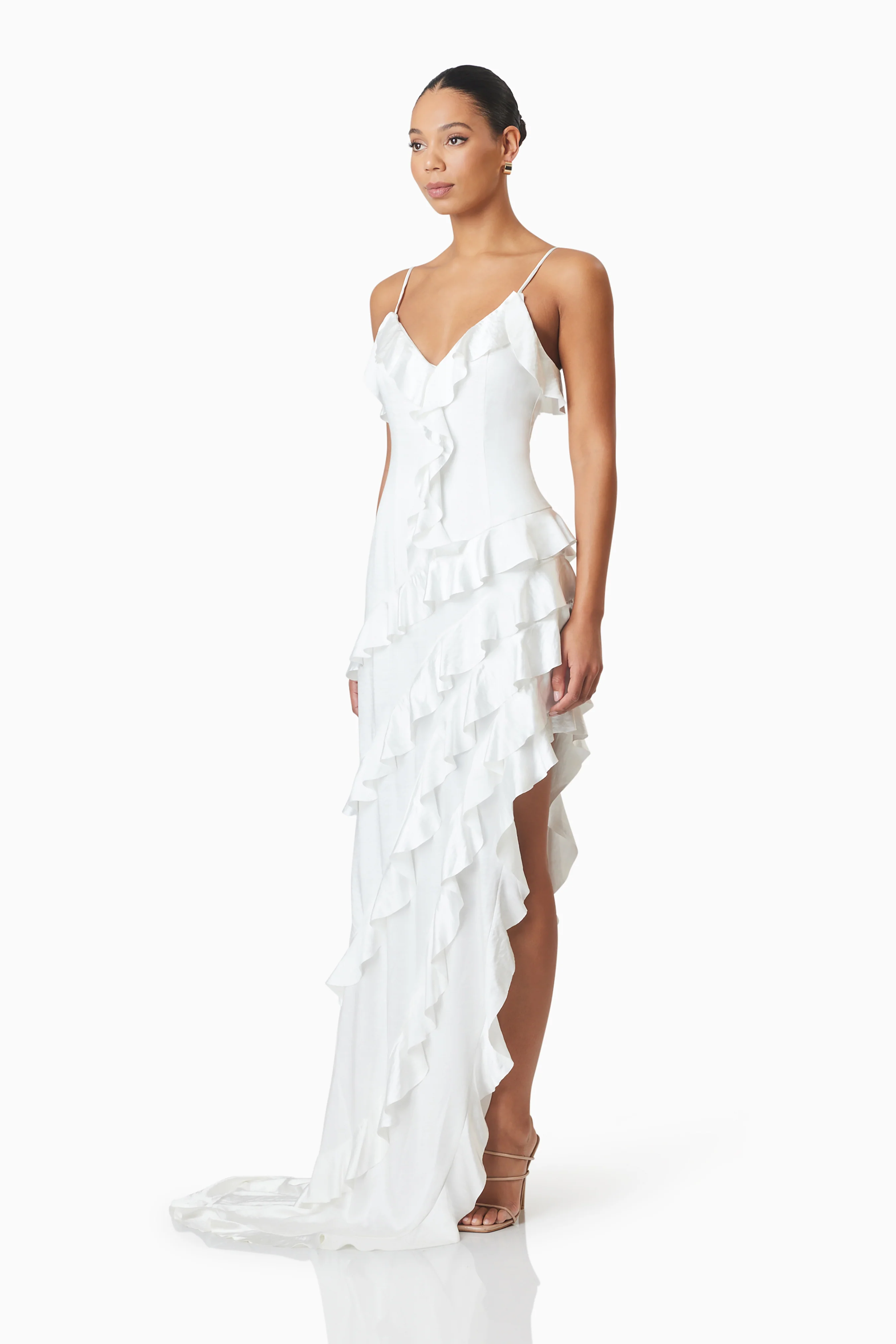 Kyla Asymmetrical Maxi Dress in White
