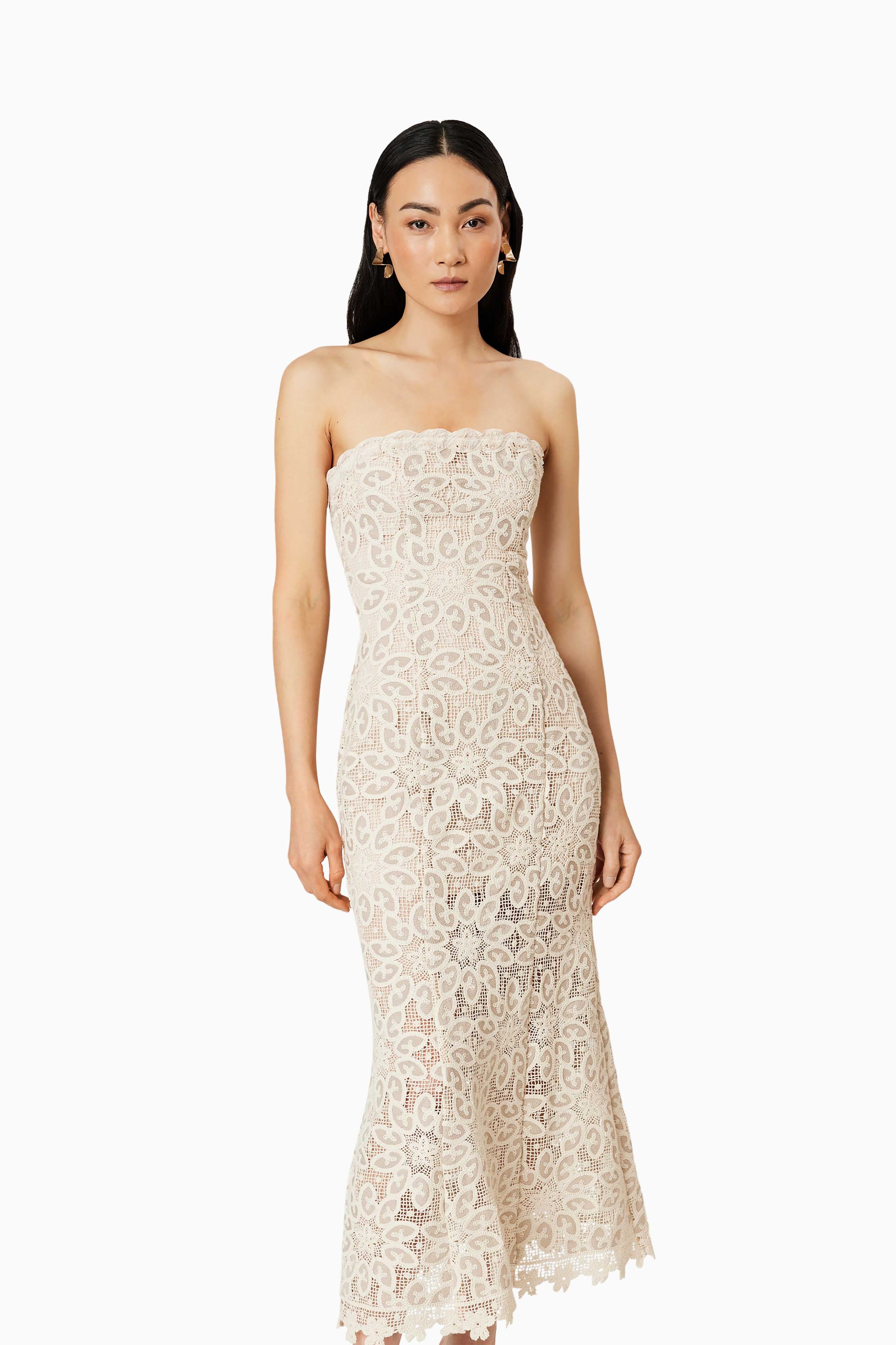 Dreamer Lace Midi Dress In Ivory