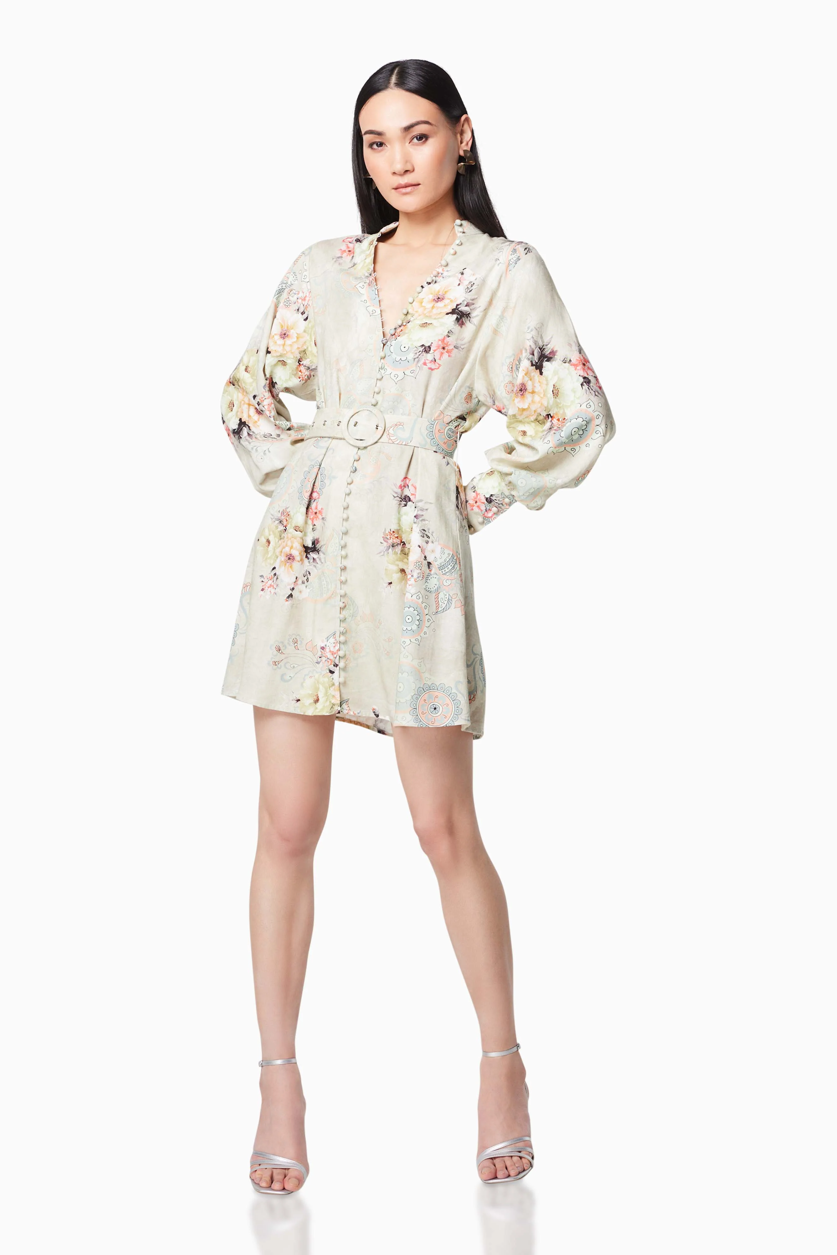 Cyprus Floral Mini Dress In Green