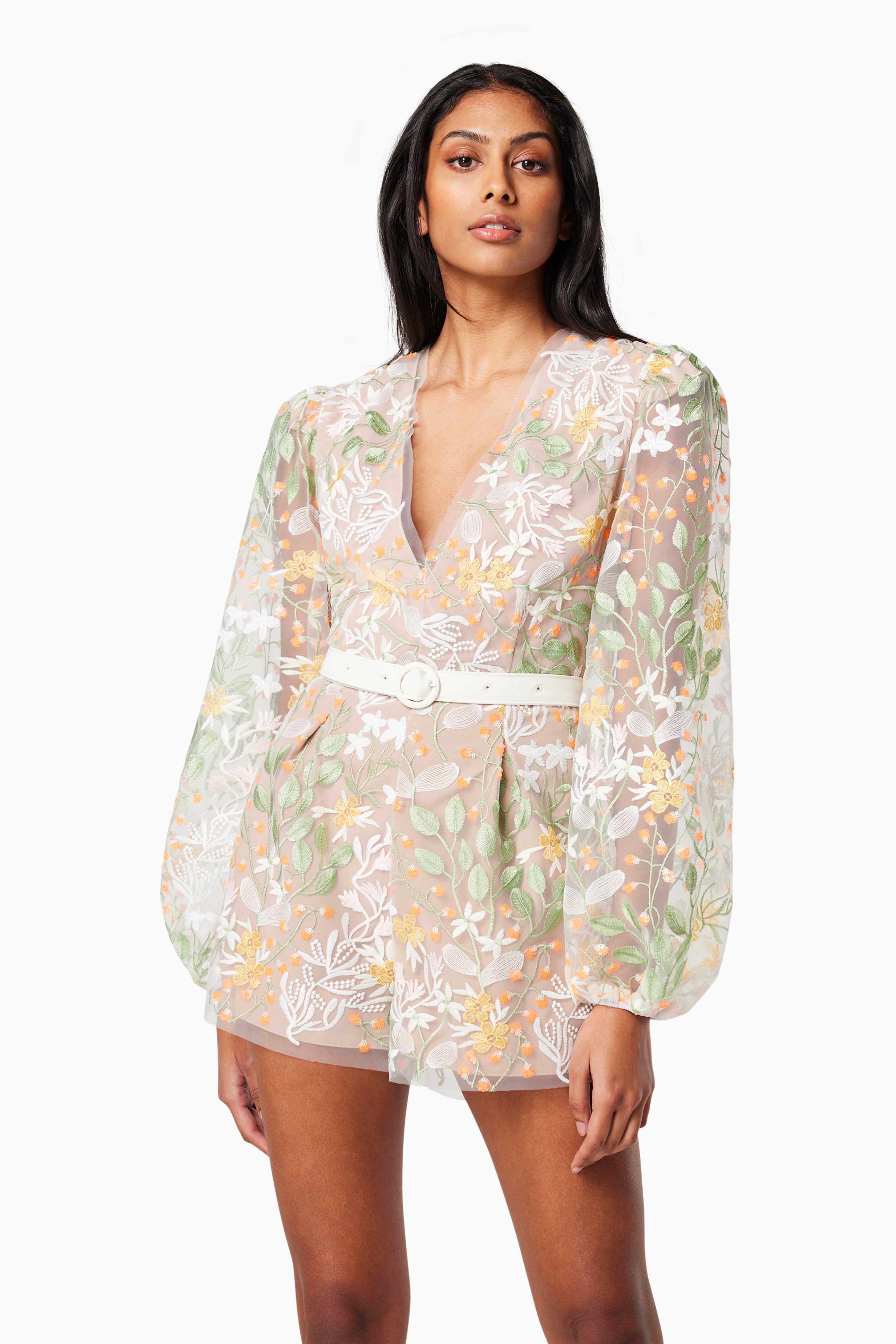 Wolfie Long Sleeved Playsuit In Yellow