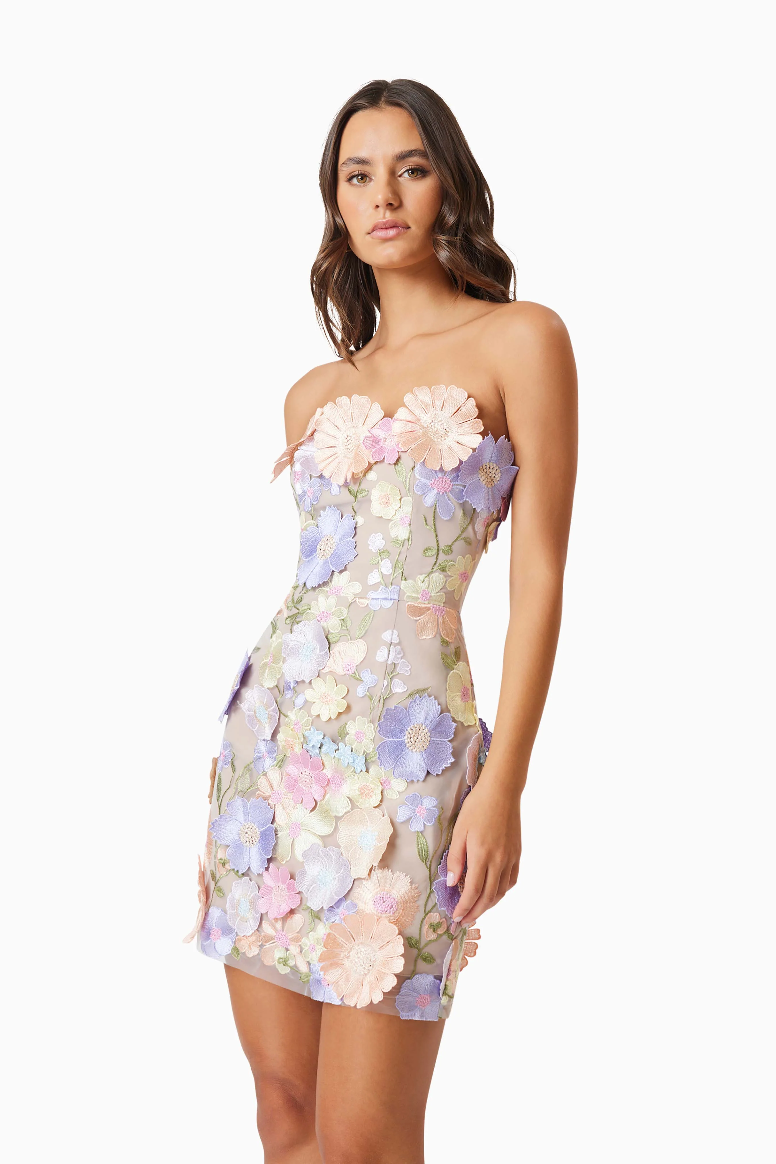 Arabella Strapless Mini Dress In Purple
