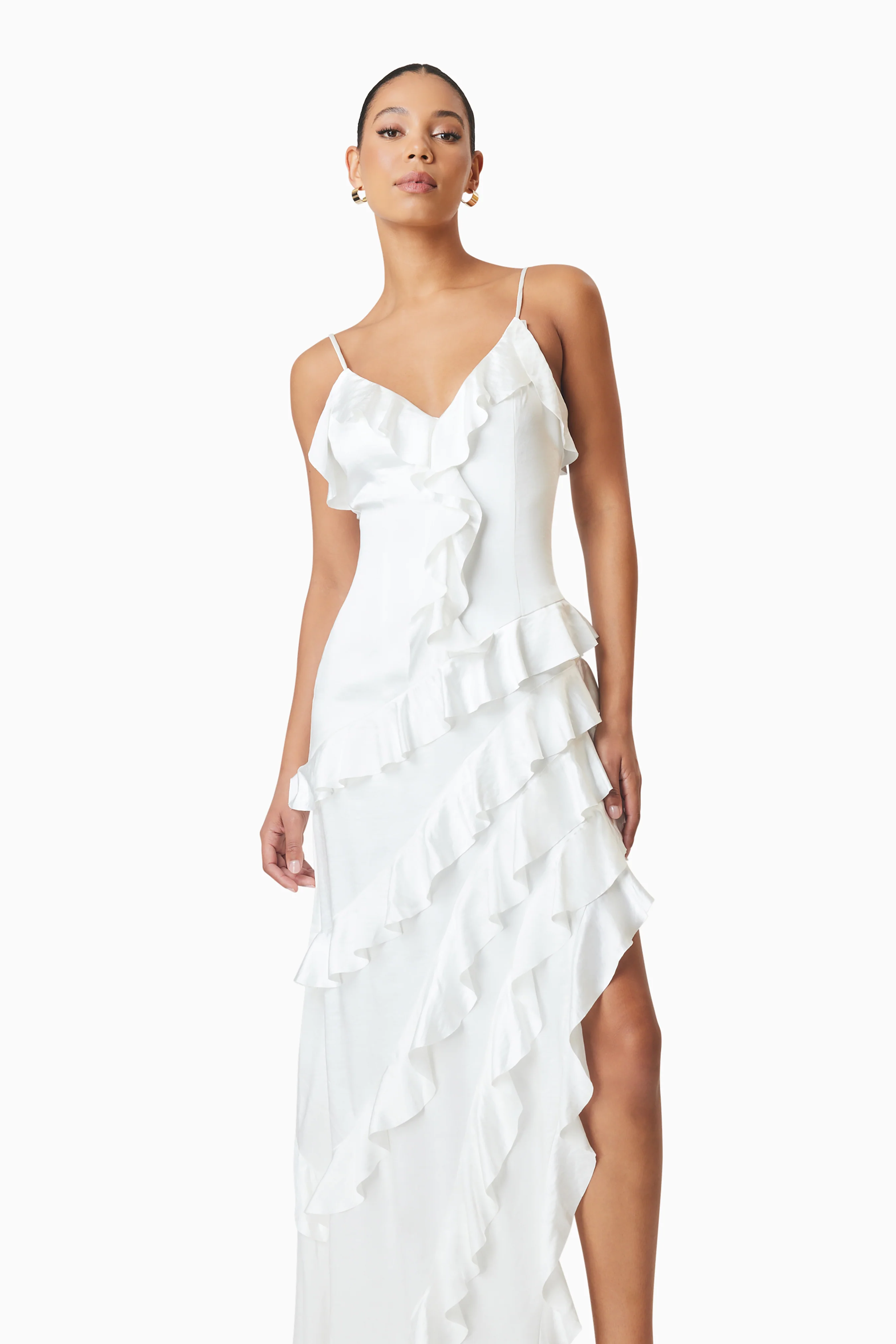 Kyla Asymmetrical Maxi Dress in White