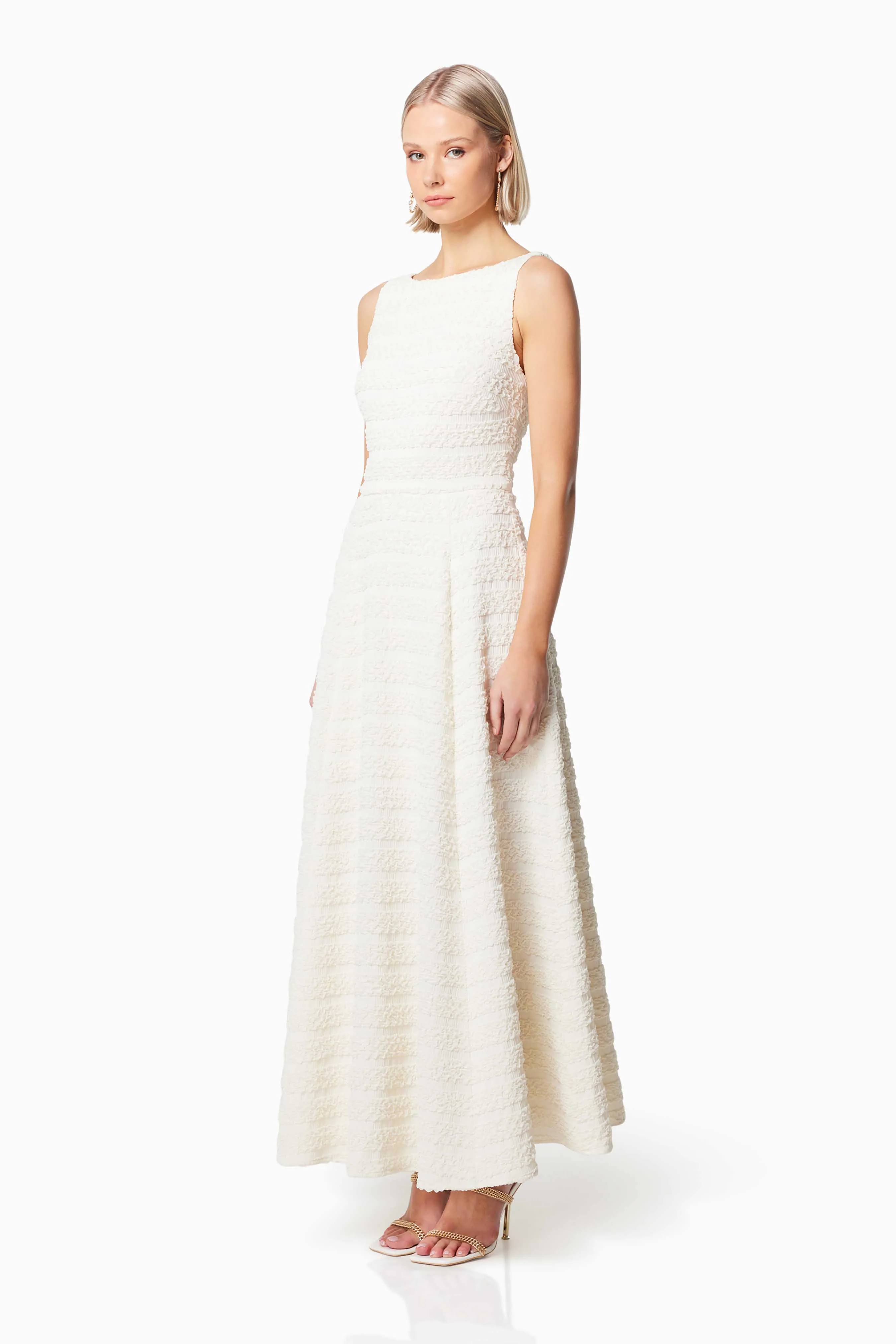 Decadence Textured Maxi Dress In White