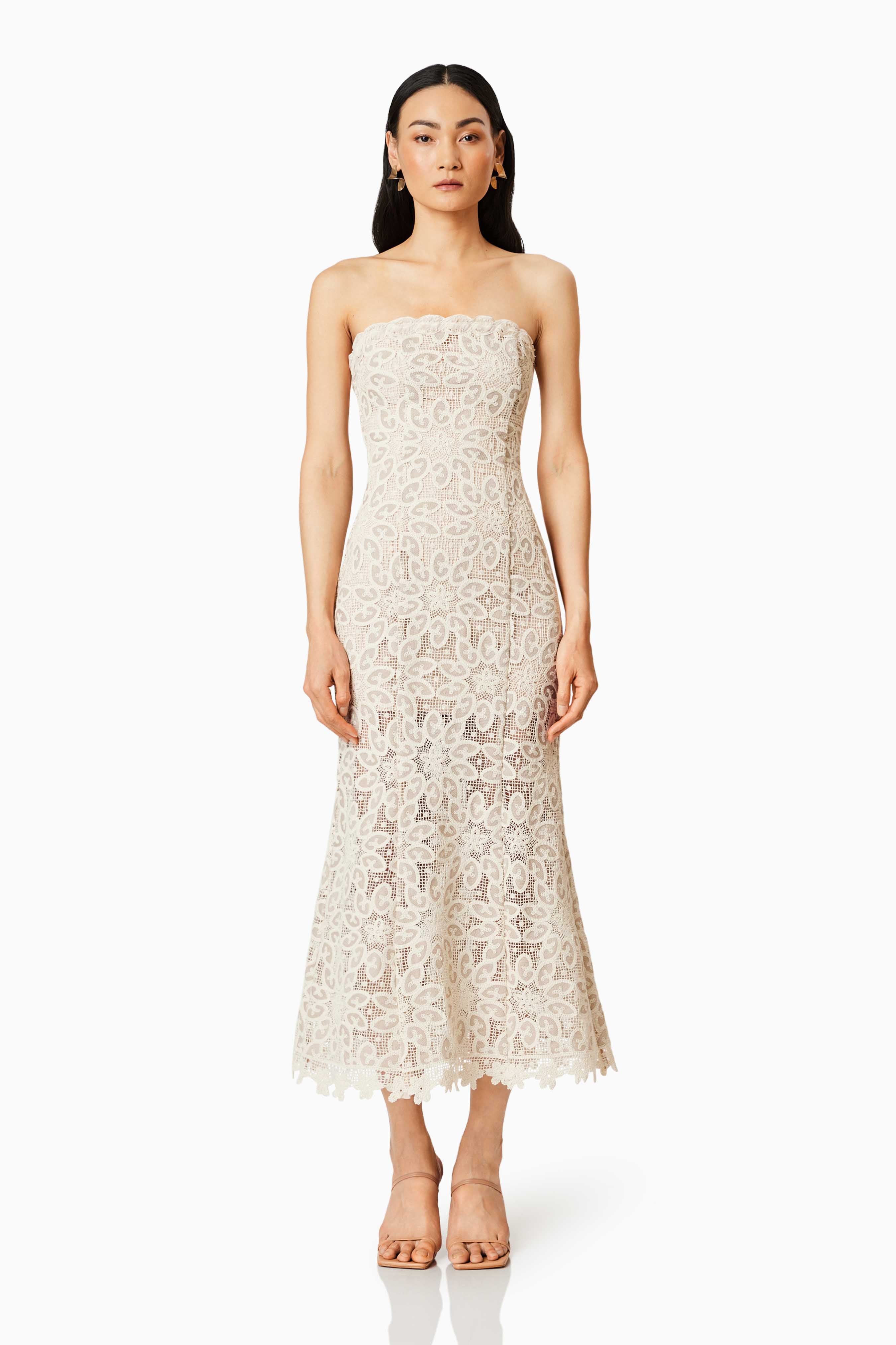 Dreamer Lace Midi Dress In Ivory