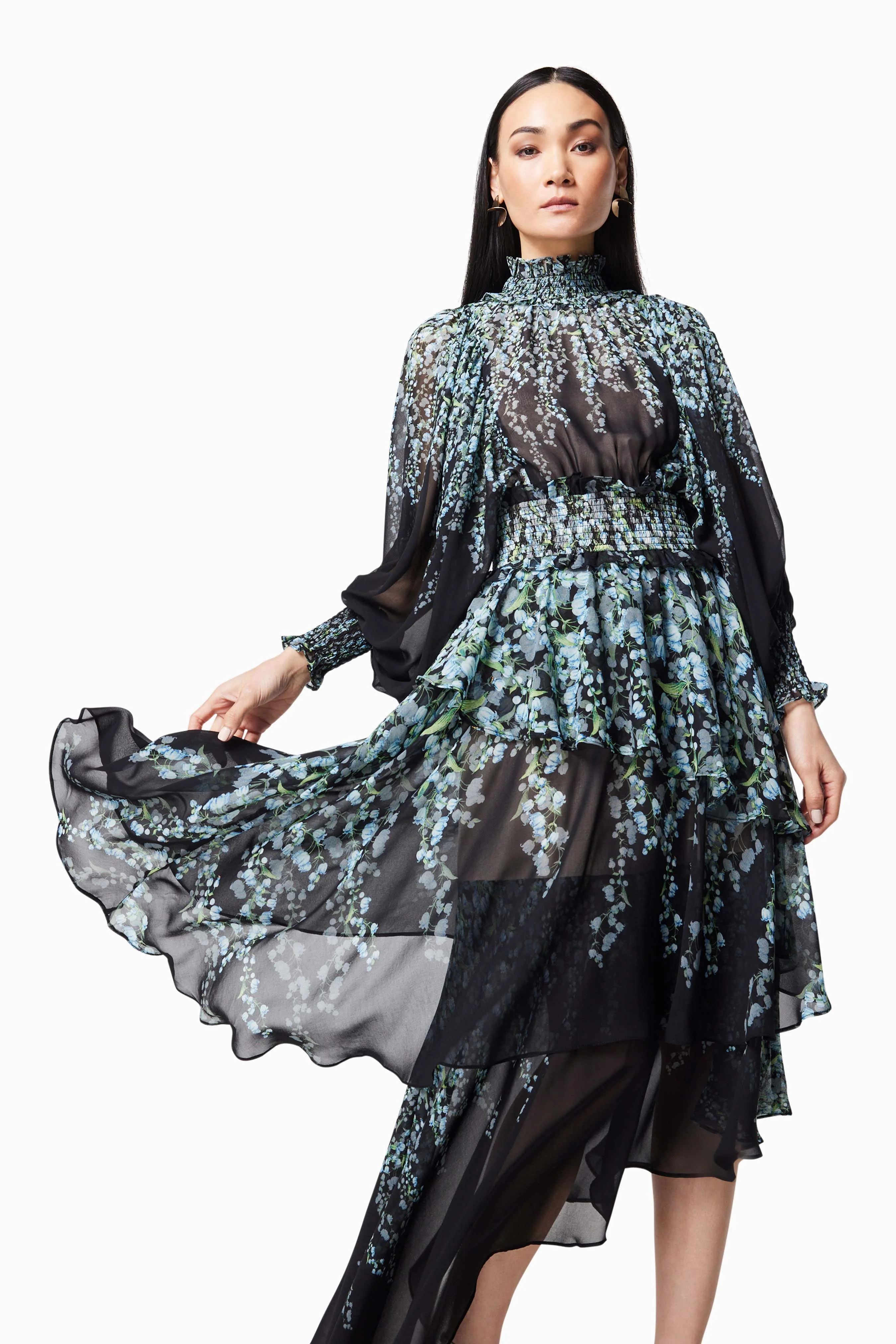 Astrid Long Sleeved Maxi Dress In Black