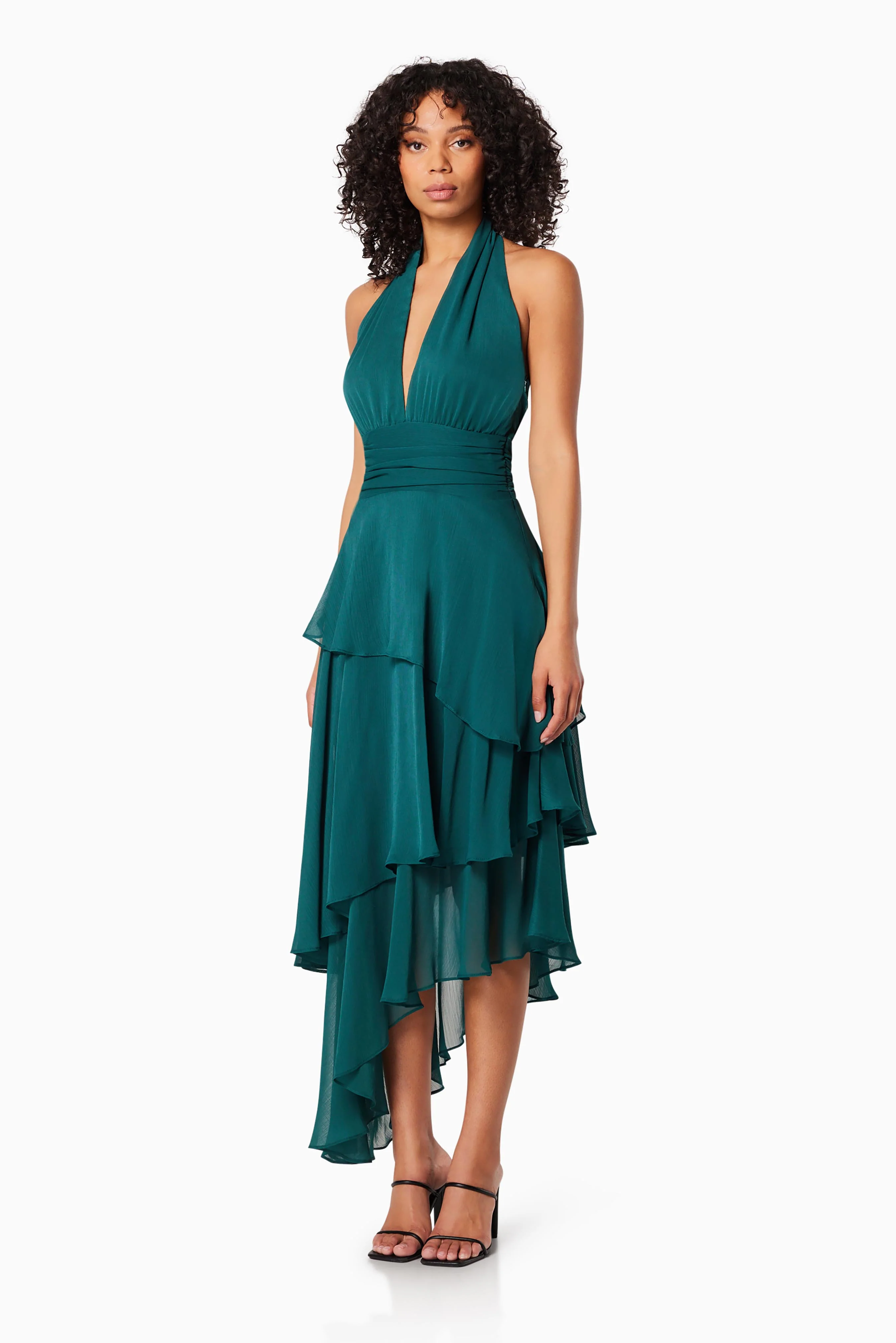 Pau Halter Neck Midi Dress In Green