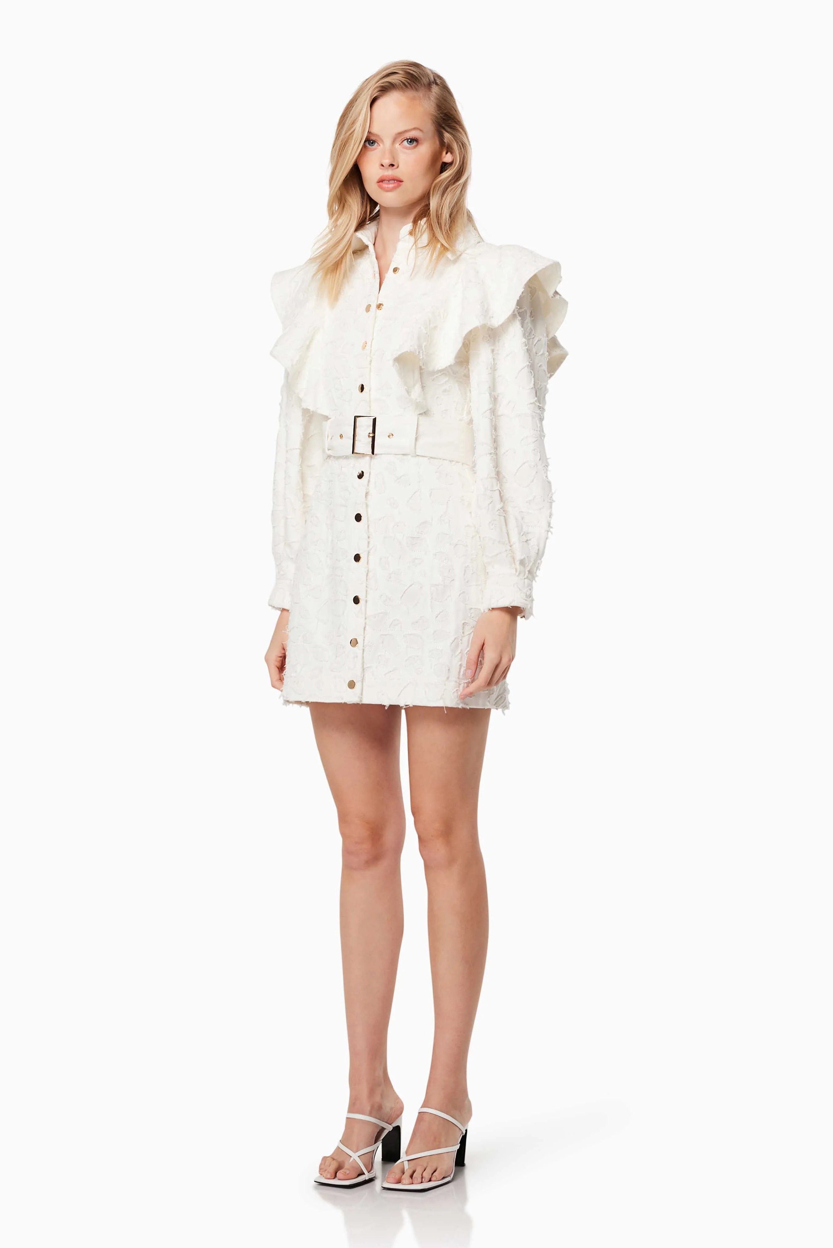 Fondness Long Sleeve Mini Dress In White
