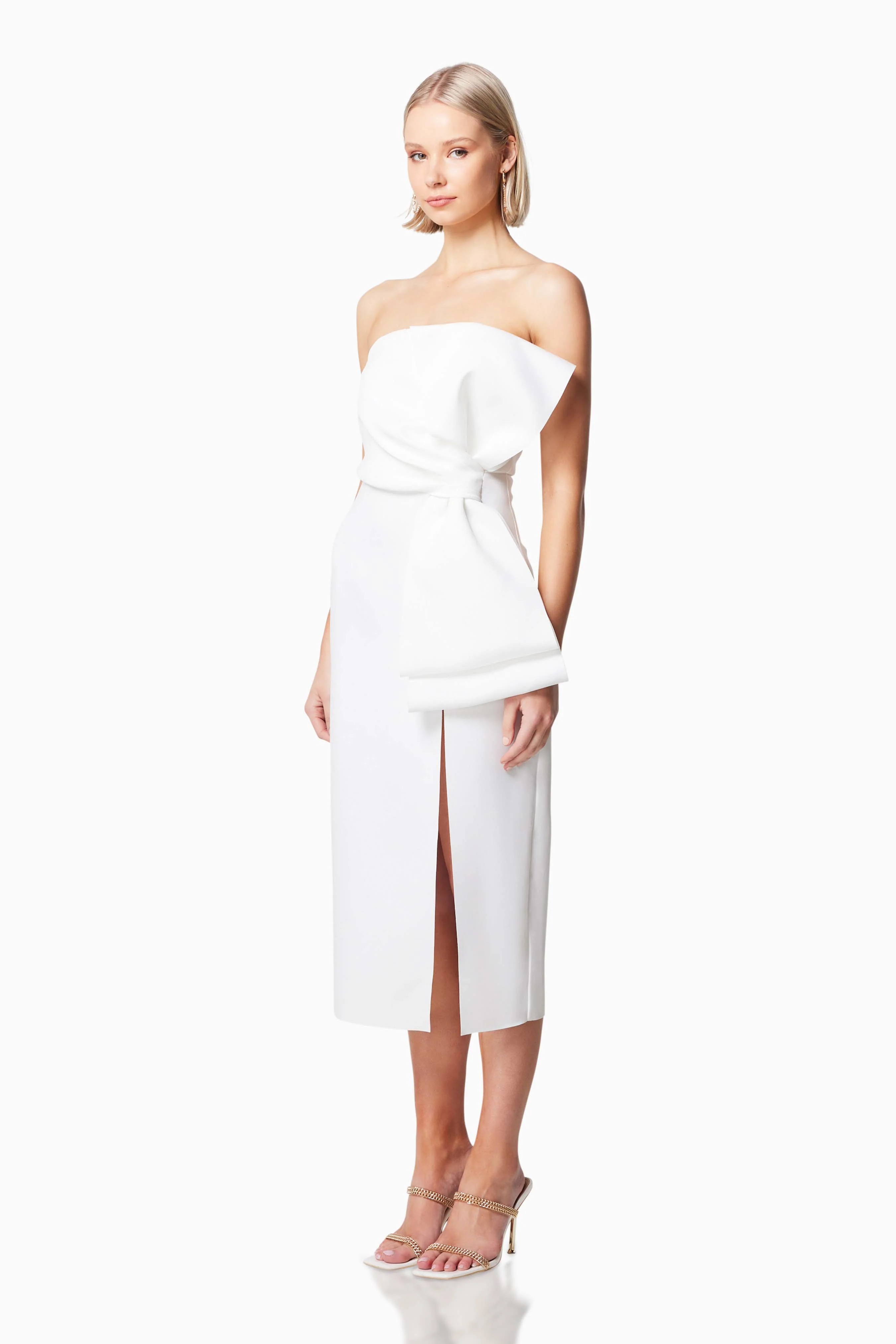 Brighton 3D Midi Dress In White