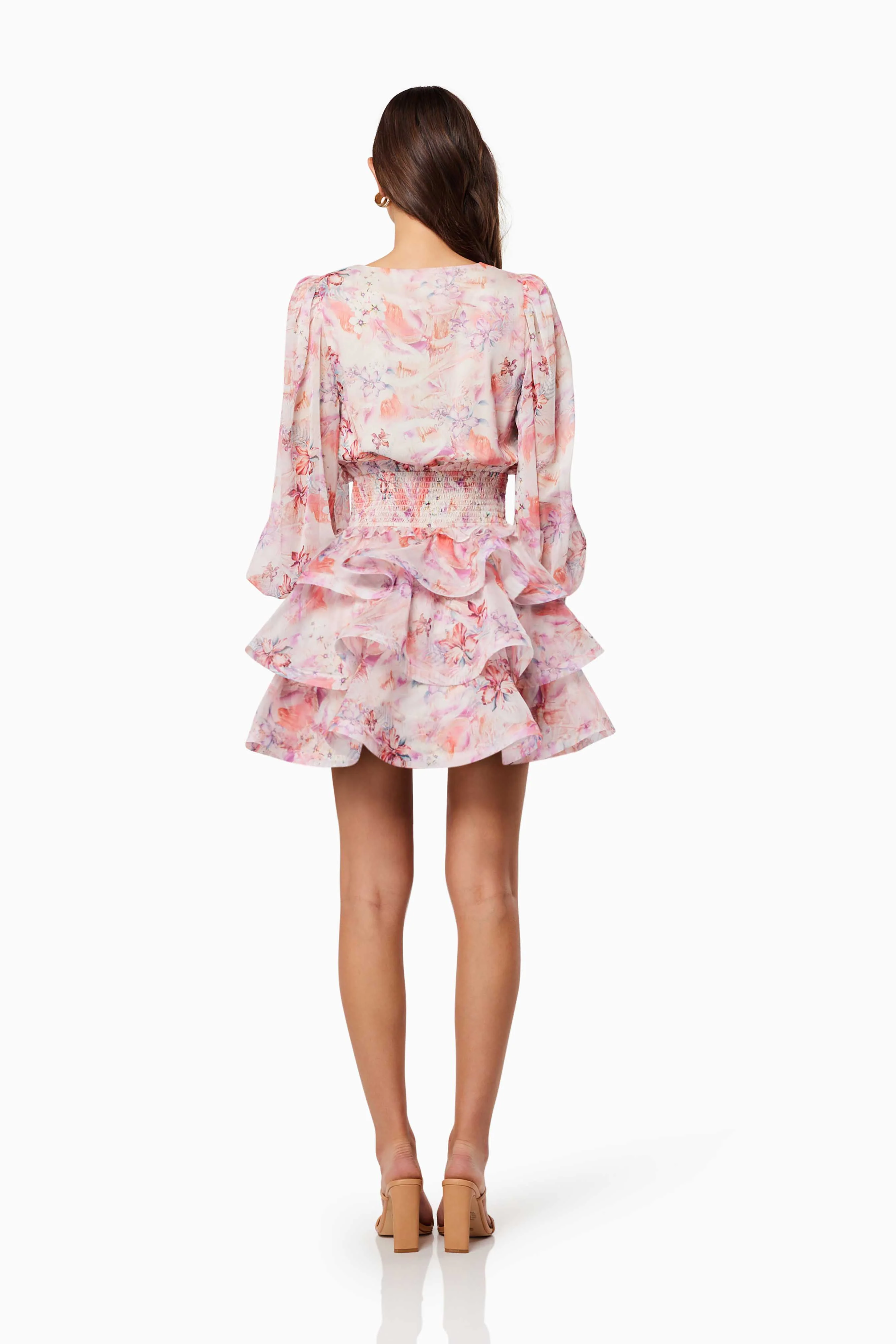 Lovebird Ruffled Tiered Mini Dress In Multi