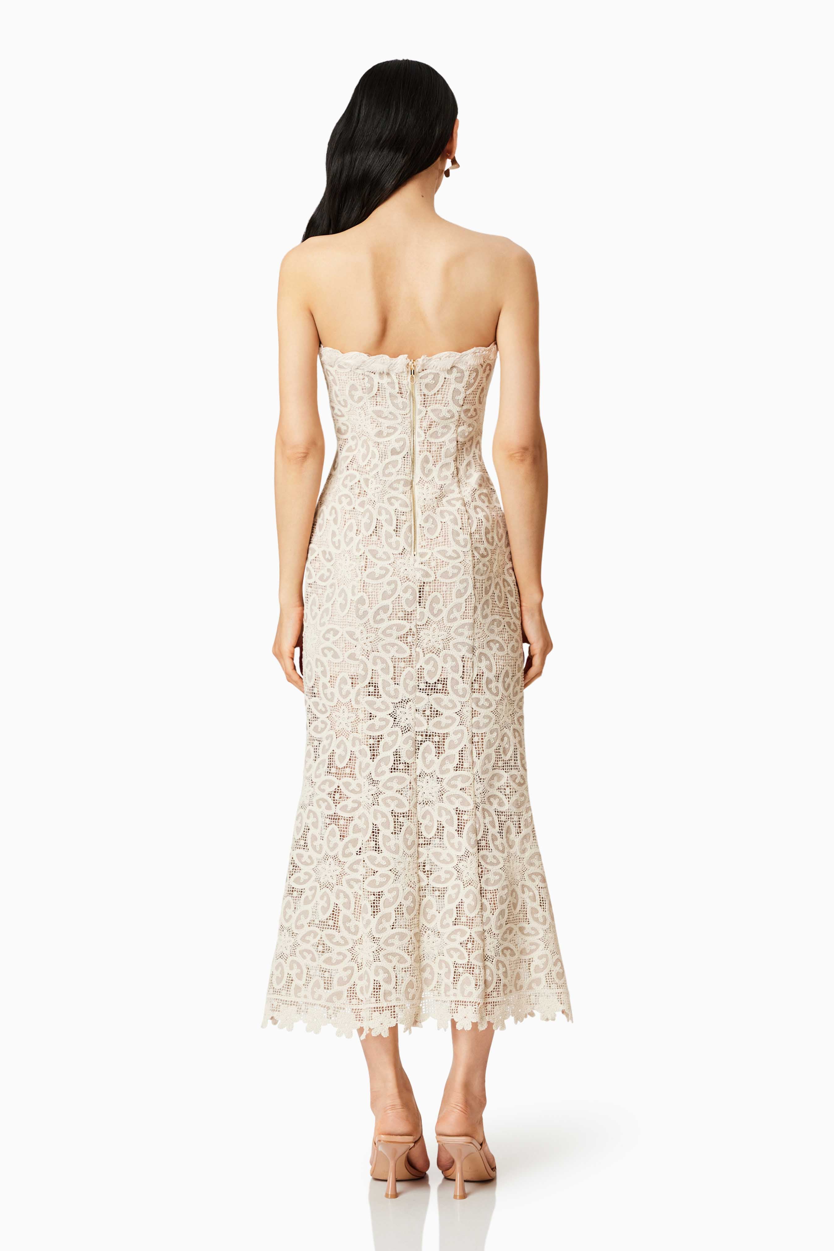 Dreamer Lace Midi Dress In Ivory