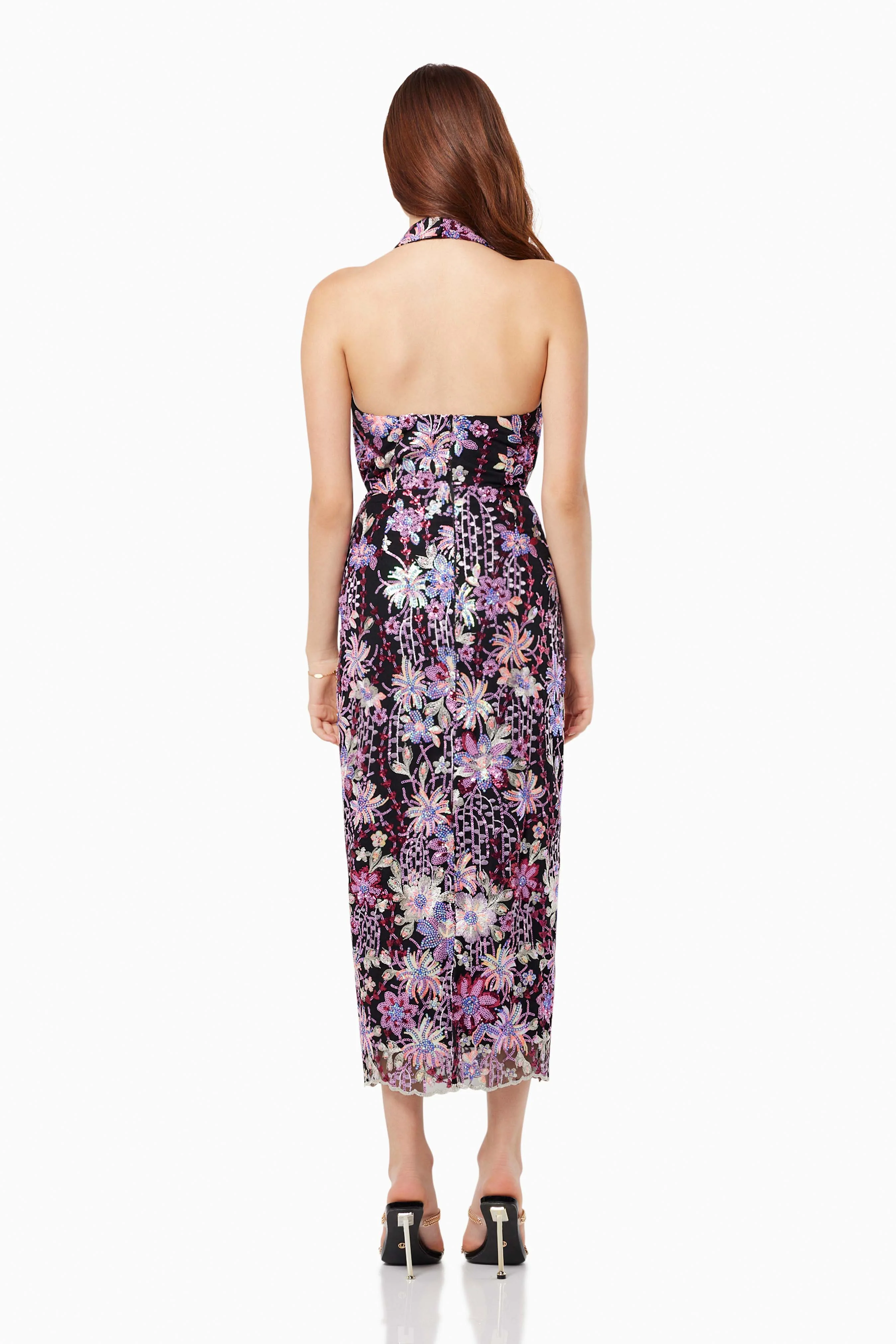 Stage Sequin Mesh Midi Dress In Multi