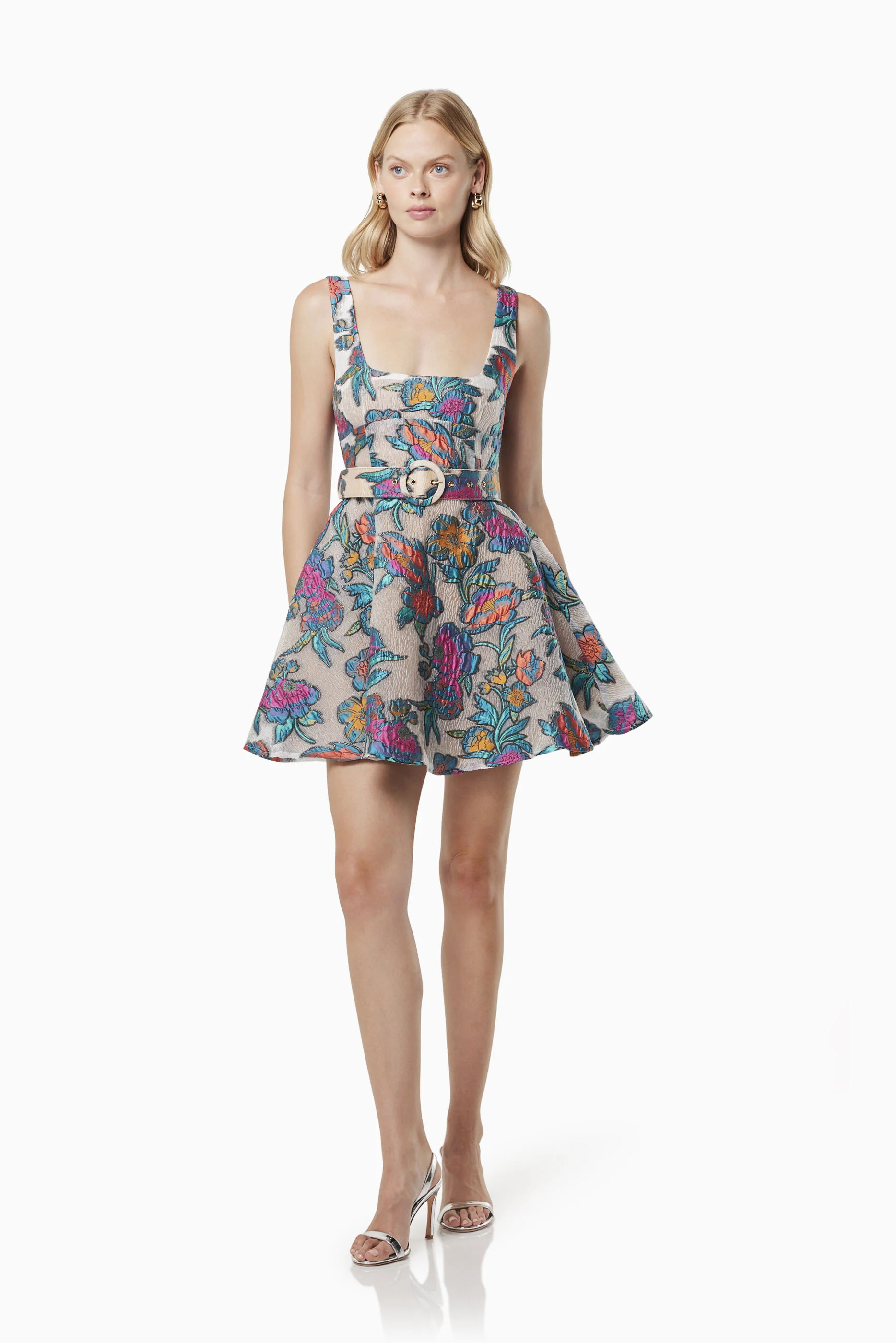 Zenobia Burnout Jacquard Mini Dress In Multi