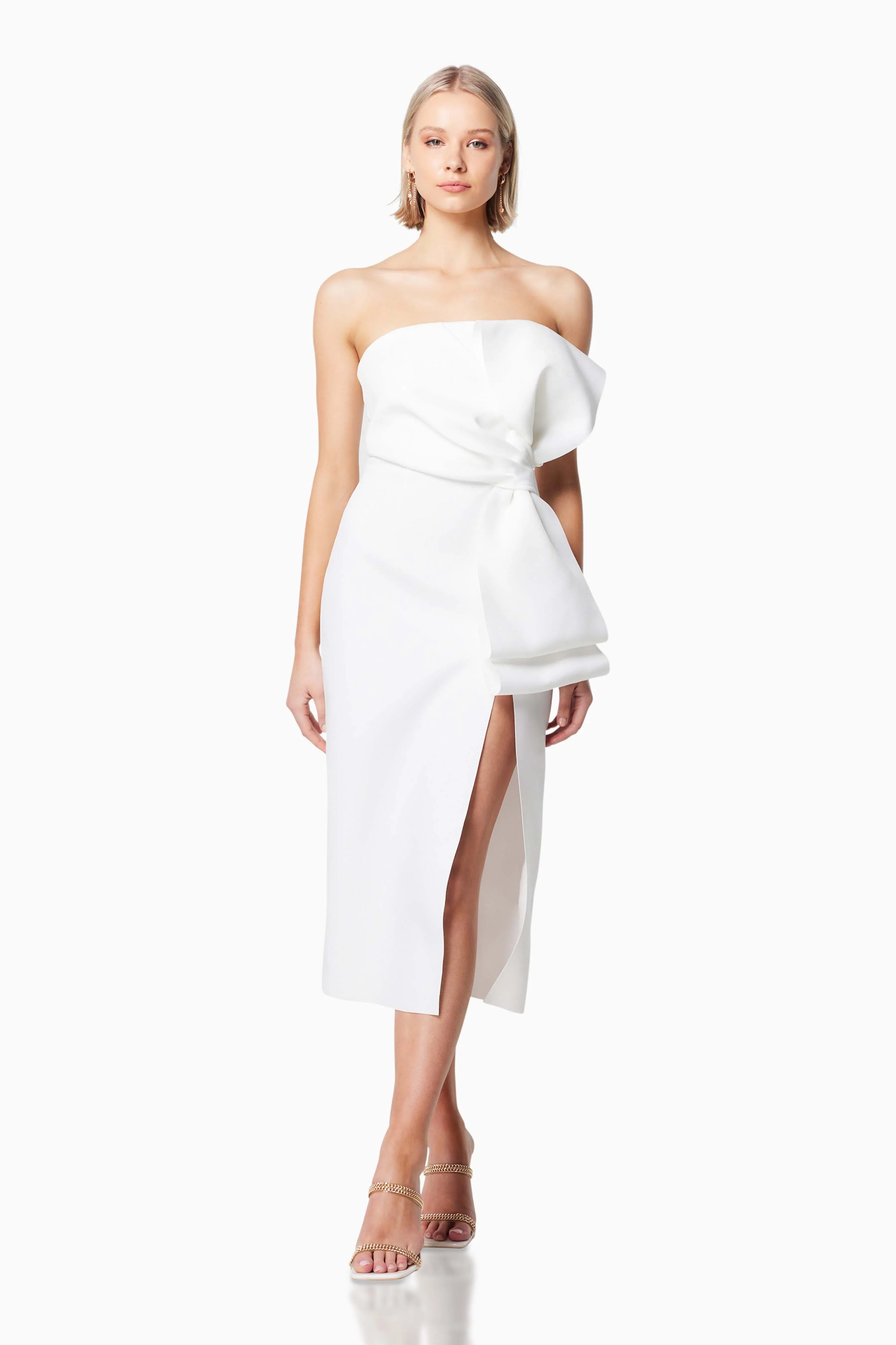 Brighton 3D Midi Dress In White