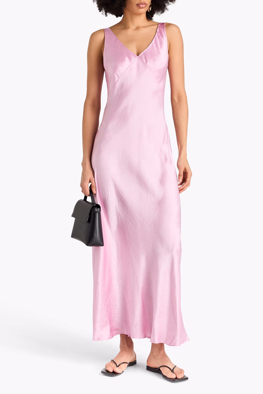Crinkled-satin maxi dress