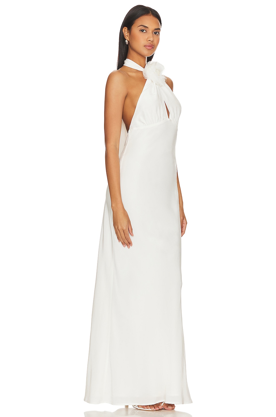 Katie Halter Satin Gown - White