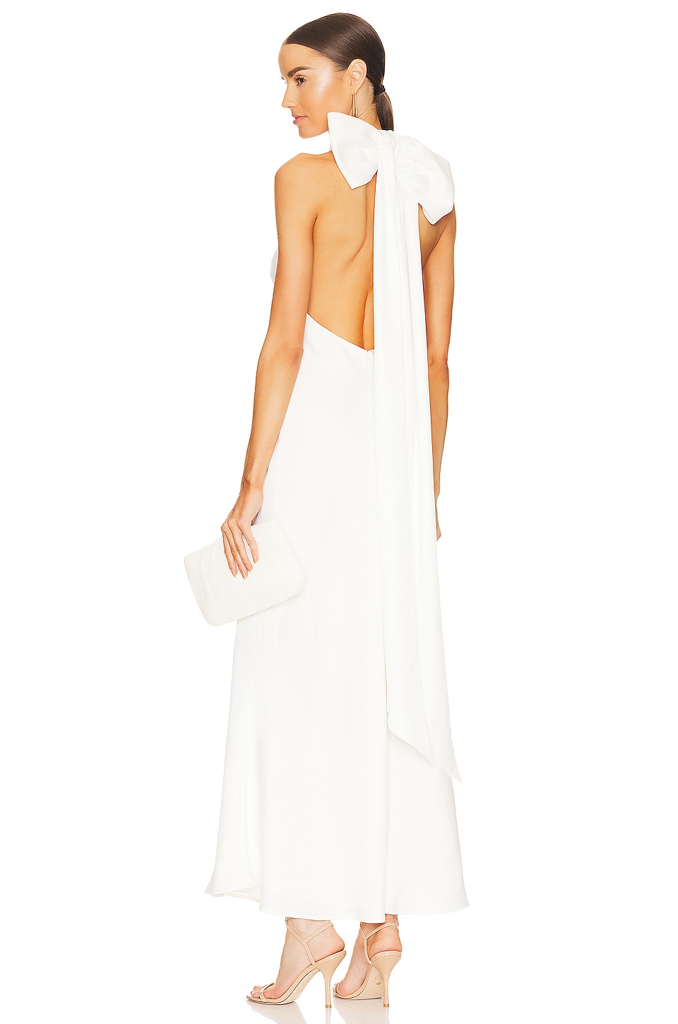 Evianna Satin Cowl Back Bow Maxi Dress