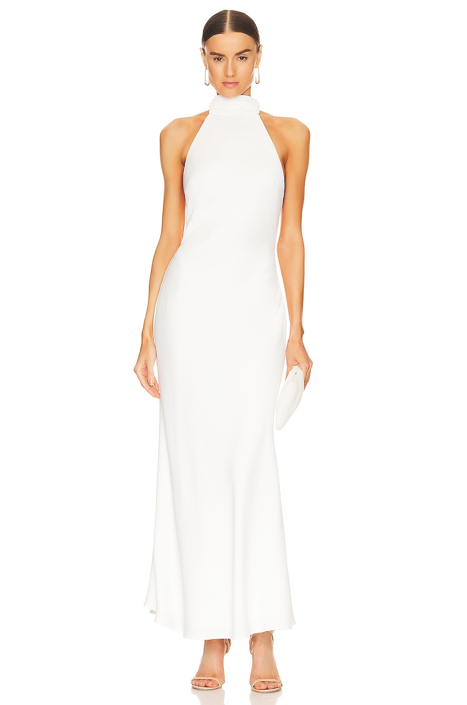 Evianna Satin Cowl Back Bow Maxi Dress