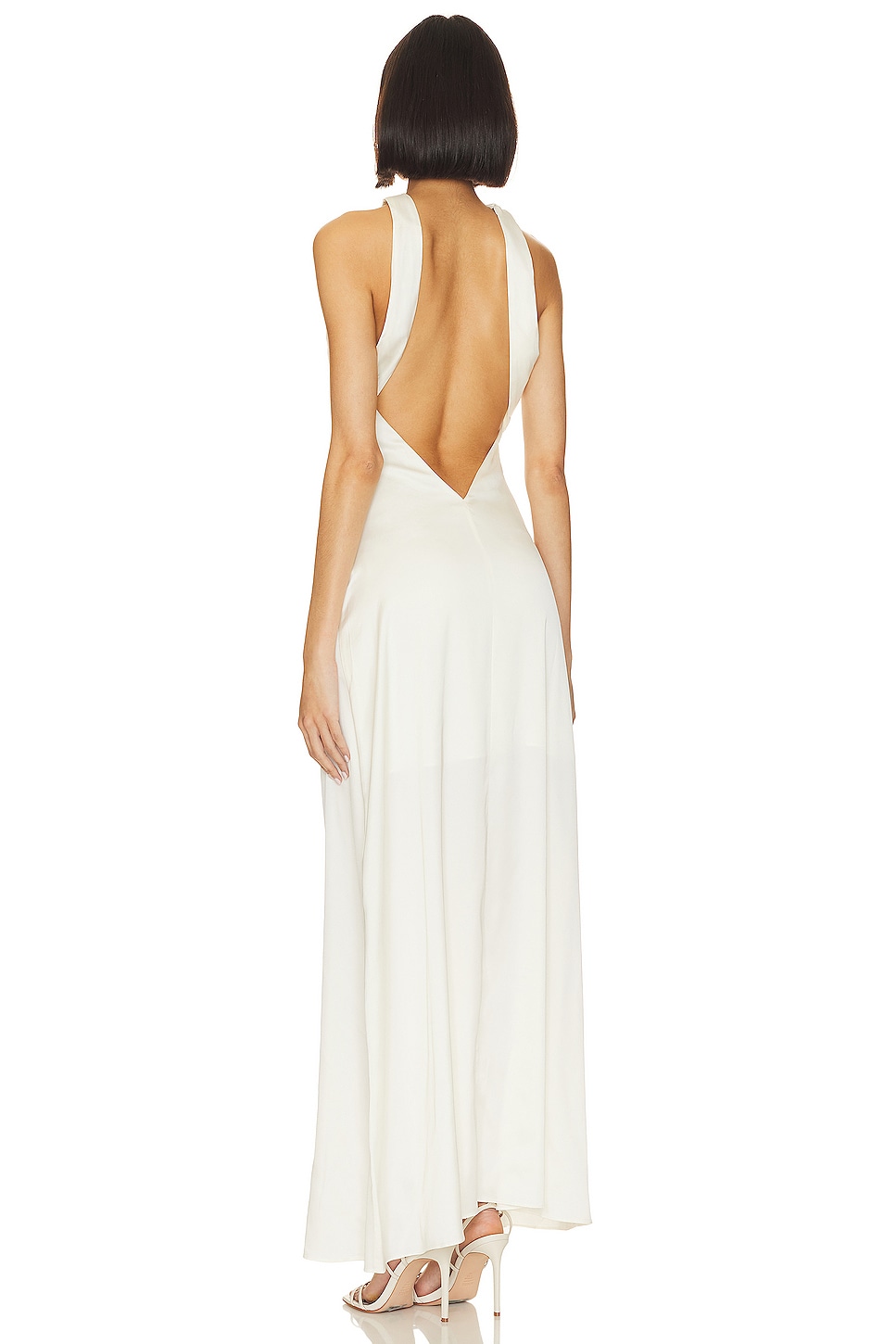 Paula Halter Satin Gown - White