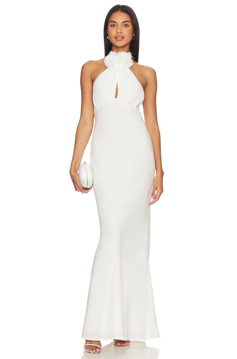 Katie Halter Satin Gown - White