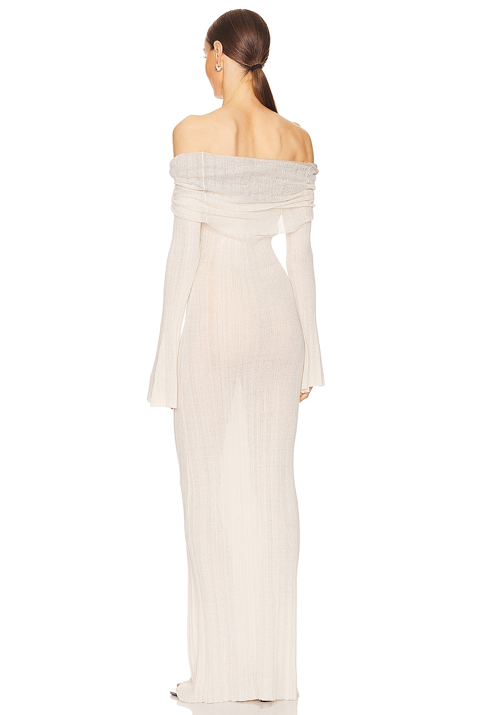 Joysa Off Shoulder Mesh long Dress - Mist Gray