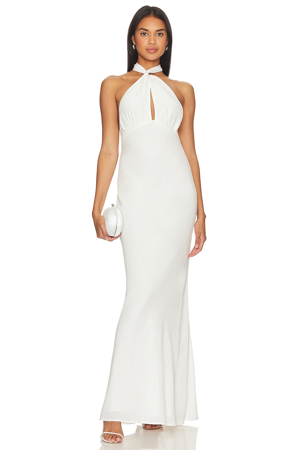 Katie Halter Satin Gown - White