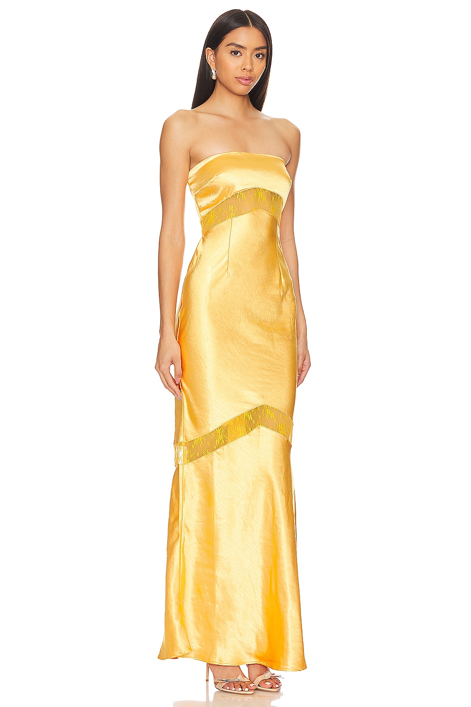 Let Love Be Melrose Satin Maxi Dress Yellow