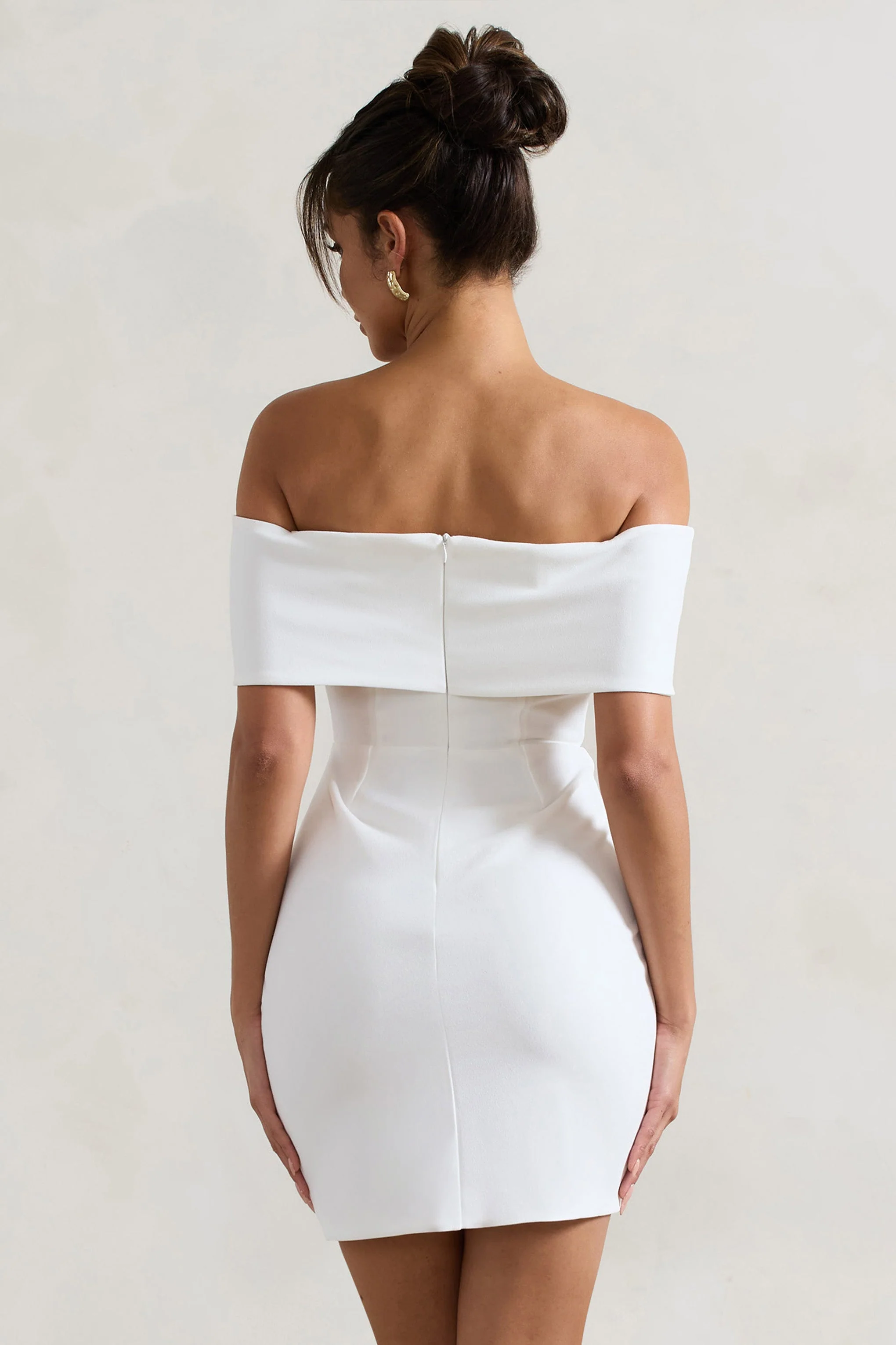 White Bow Bardot Mini Dress
