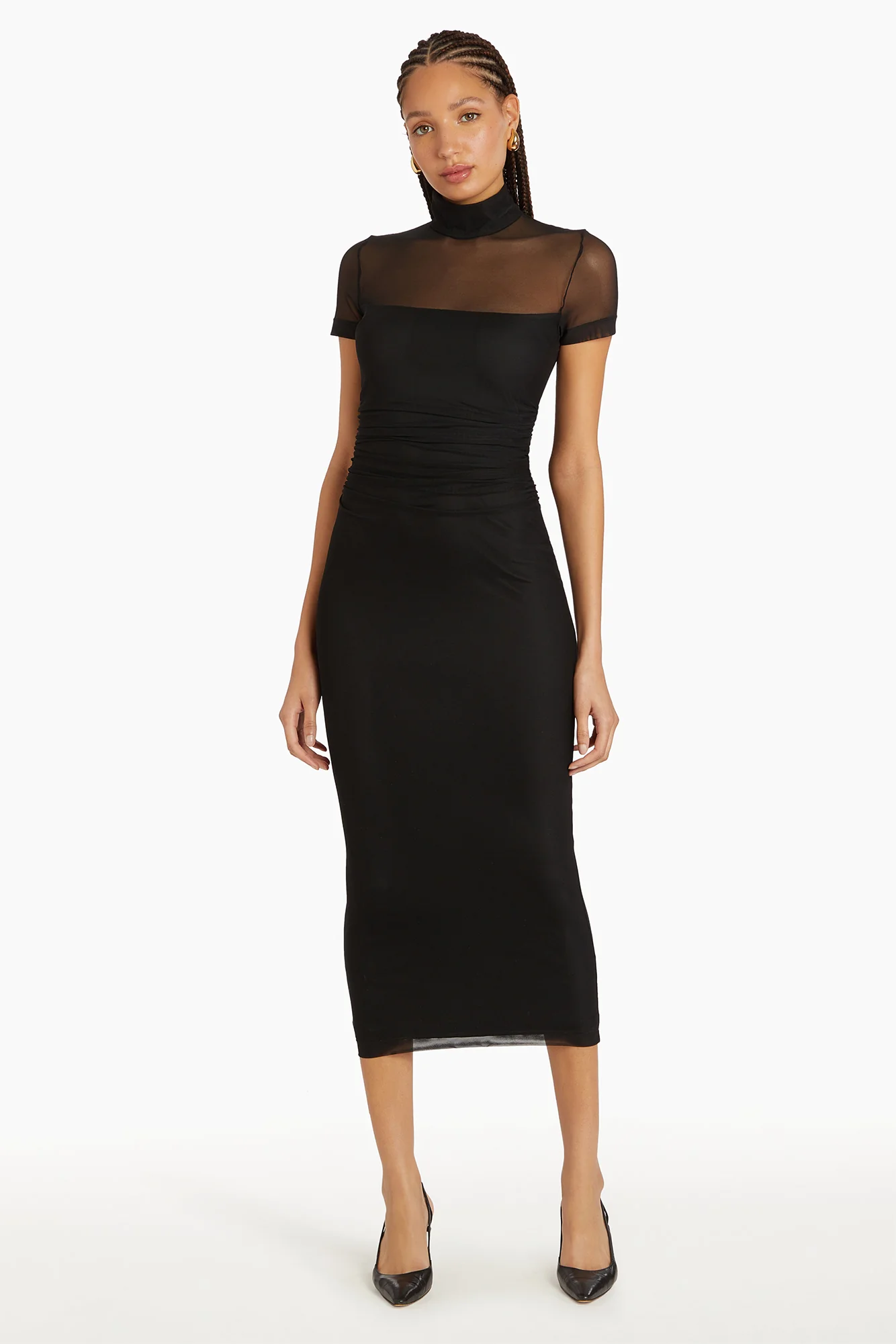 Dominique Midi Dress in Mesh