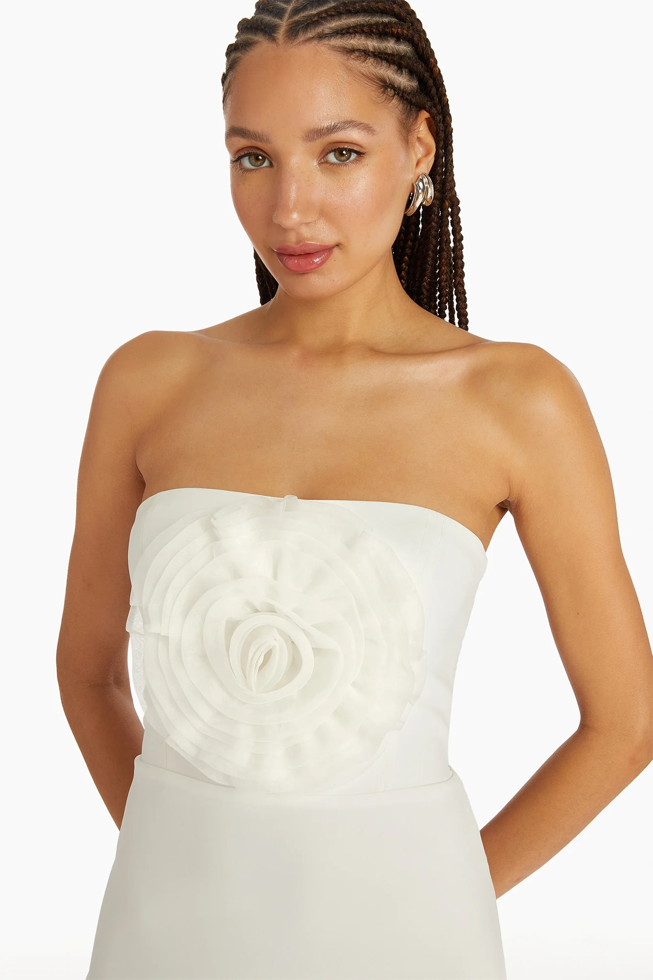 Fae Rose Midi Dress White