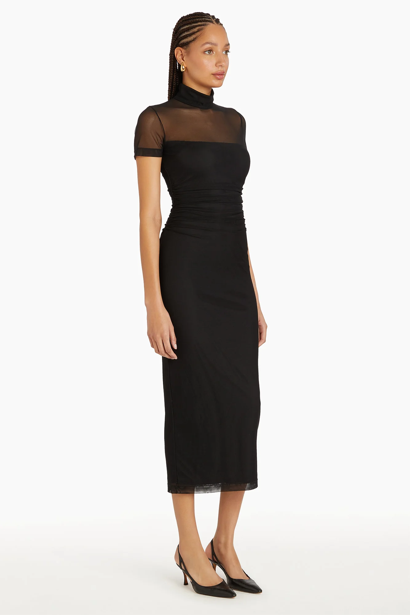 Dominique Midi Dress in Mesh
