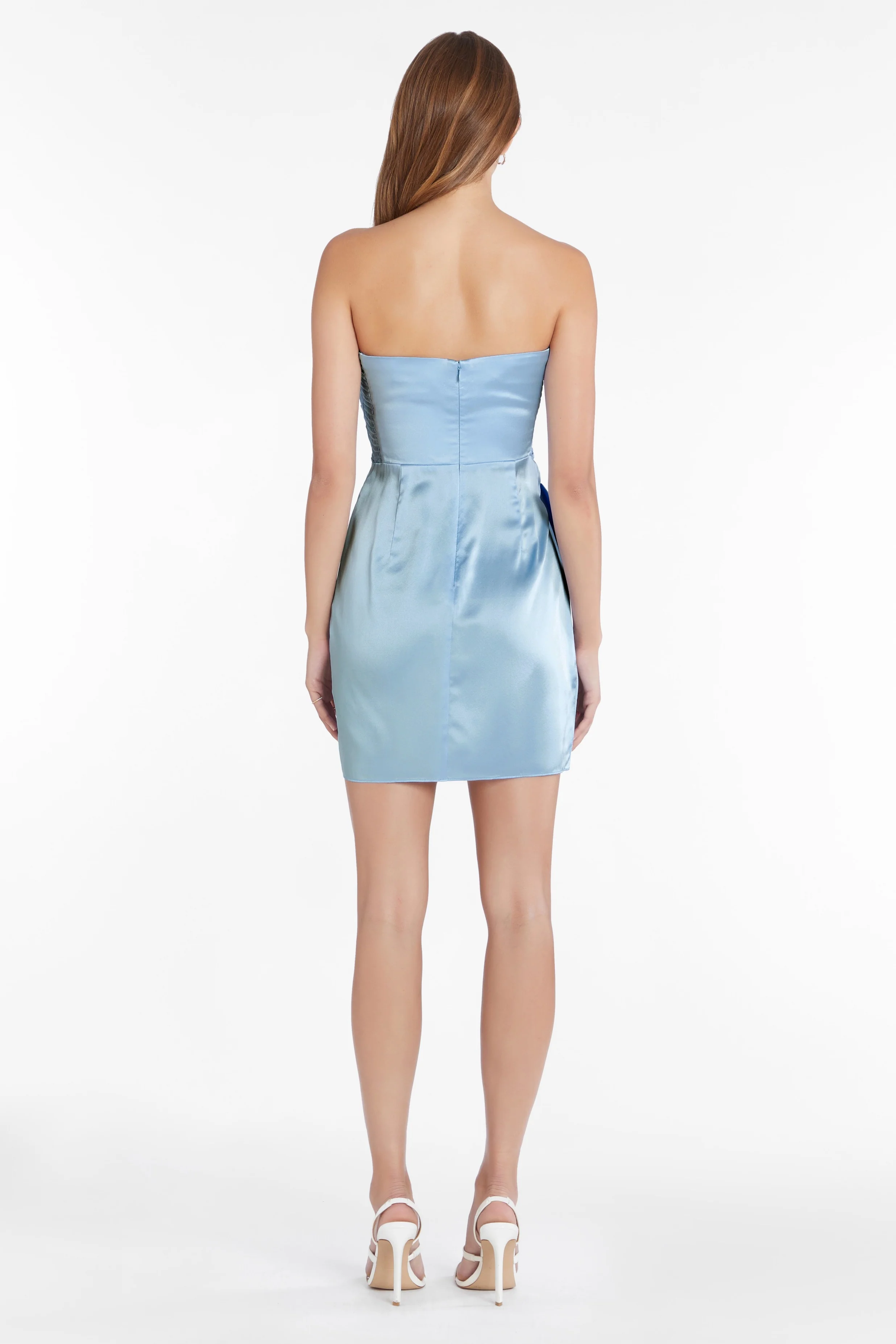 Saretha Style Silk Satin Mini Dress Blue