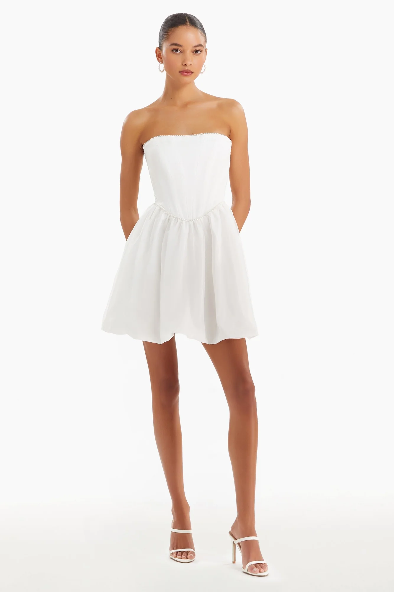 Pompeo Mini Dress with Pearl Trim