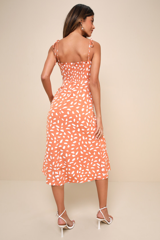 Party in Paris Sage Green Print Tie-Strap Midi Dress