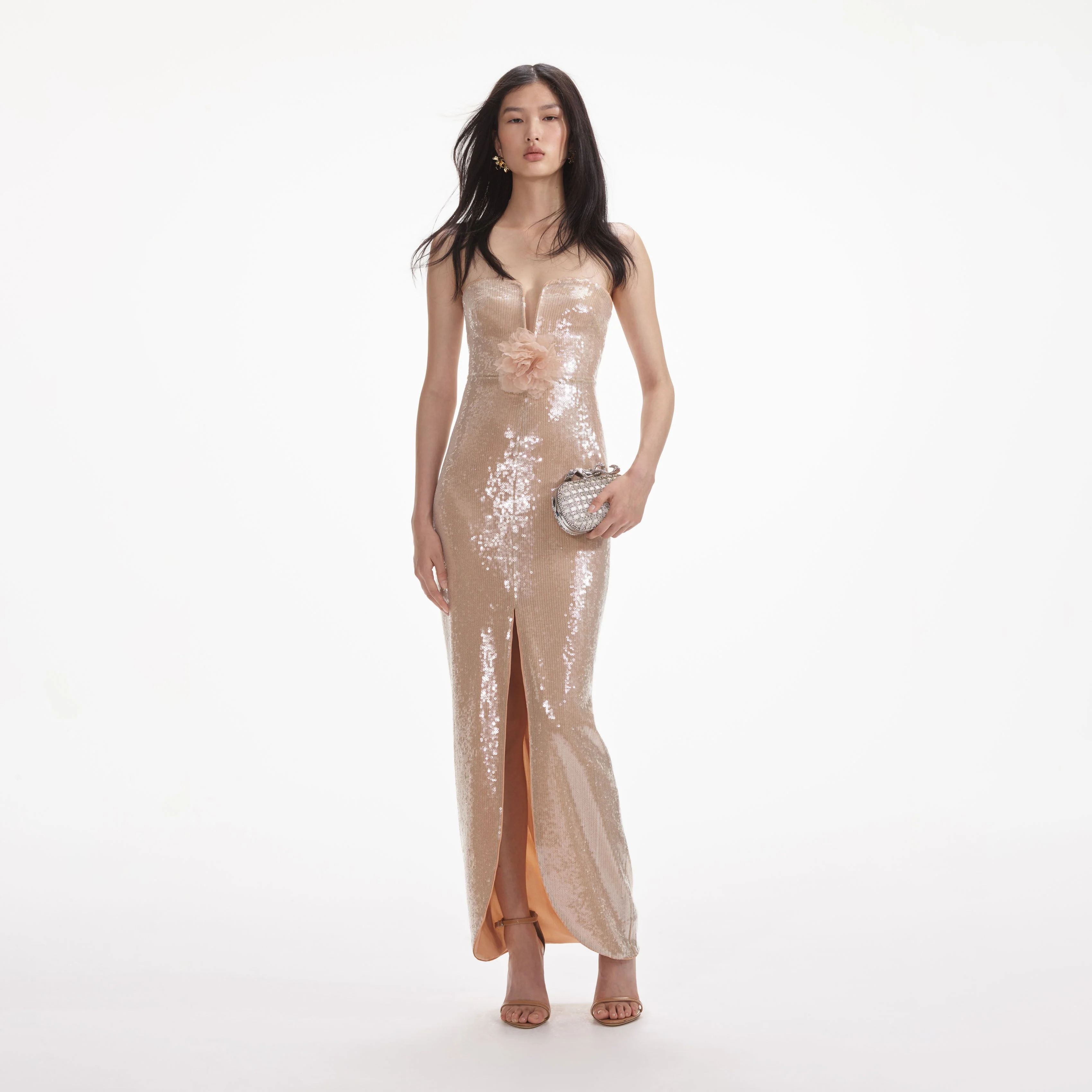 Champagne Sequin Maxi Dress