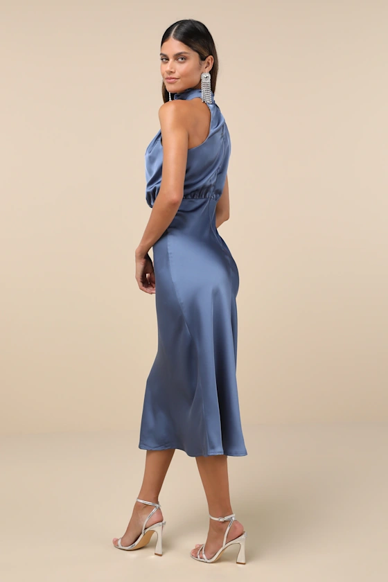 Athenian Satin Maxi Dress Cobalt Blue