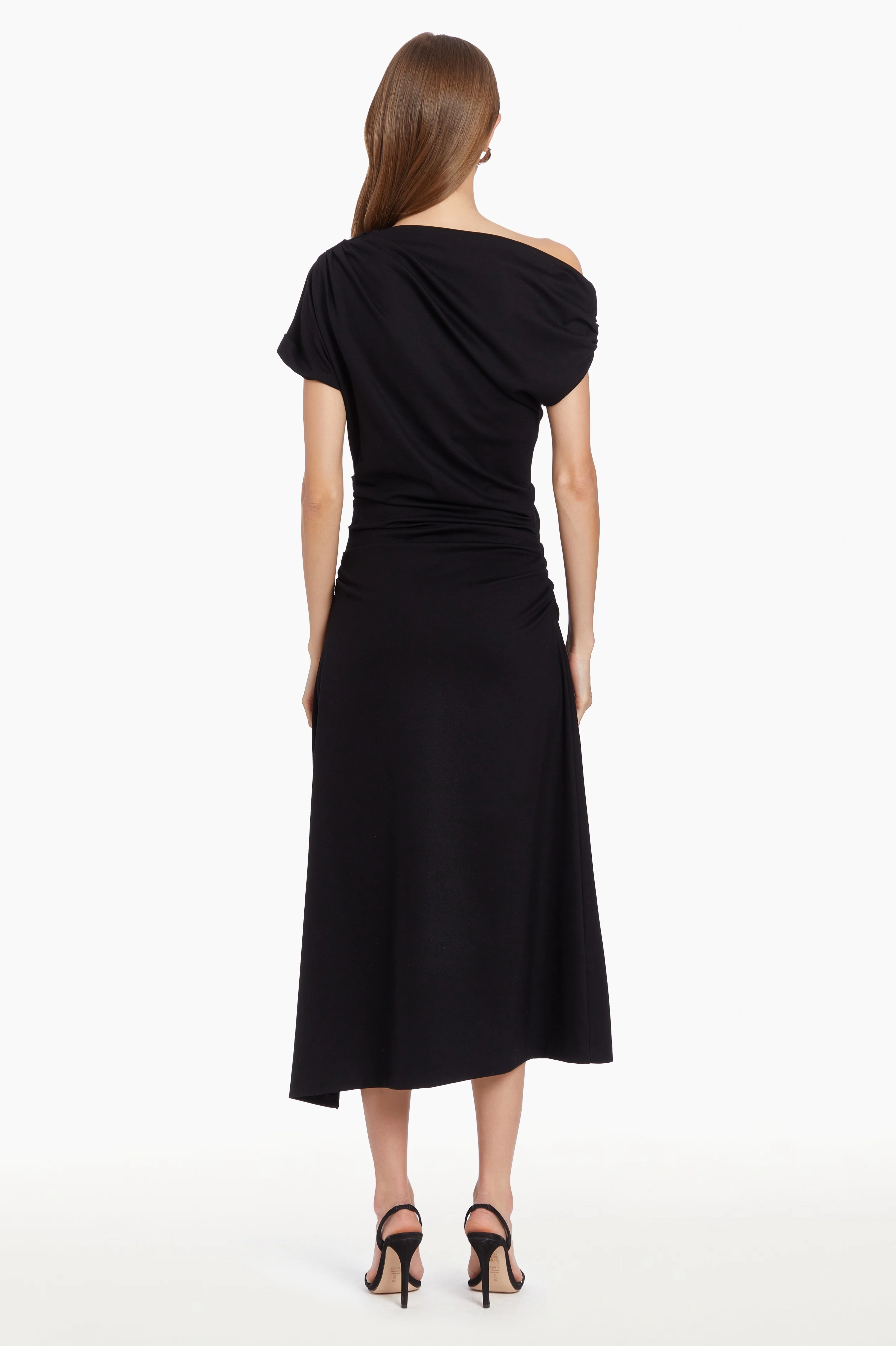 Faithful Nights Satin Midi Dress Black
